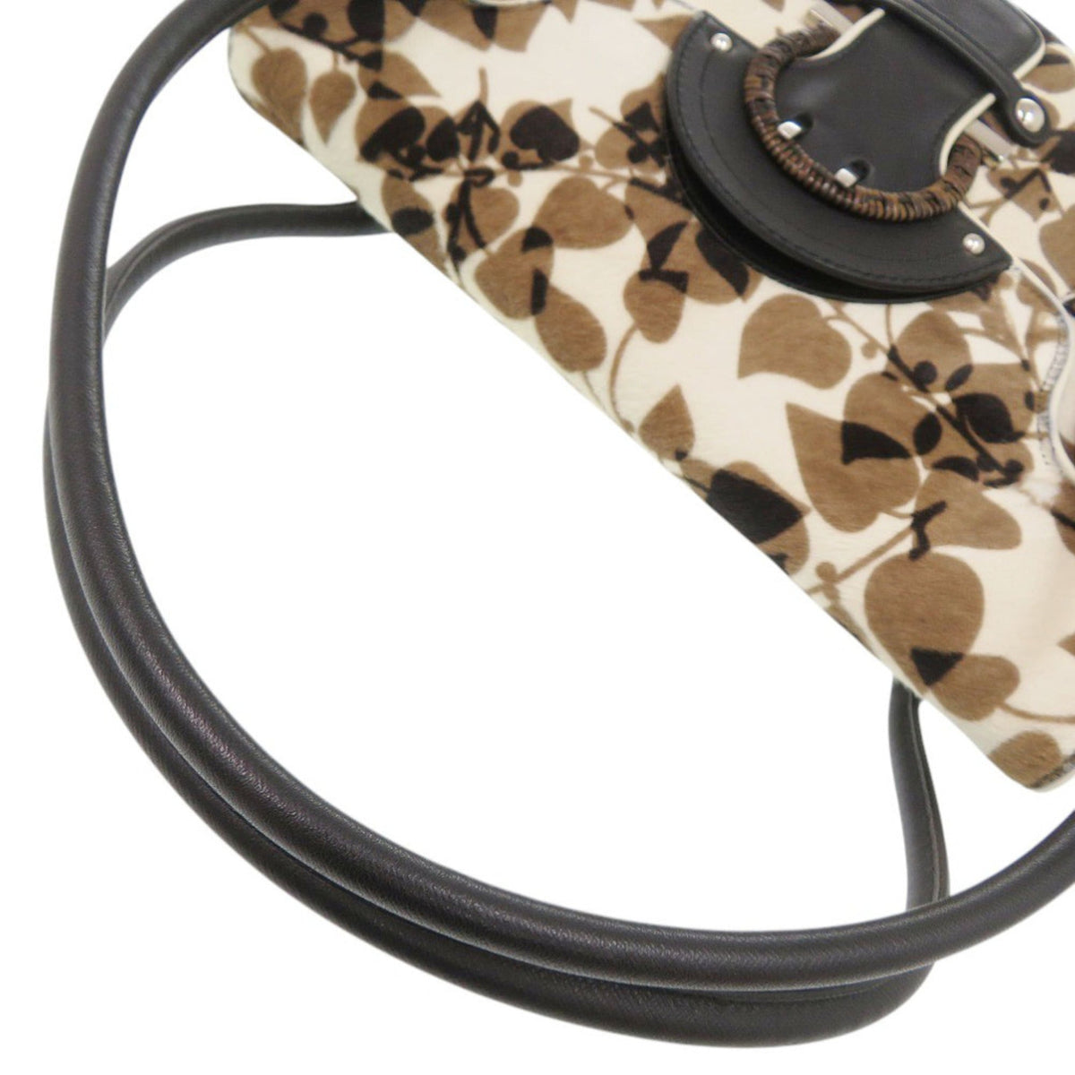 Salvatore Ferragamo Black Brown Leather Leather Shoulder Bag (Pre-Owned)
