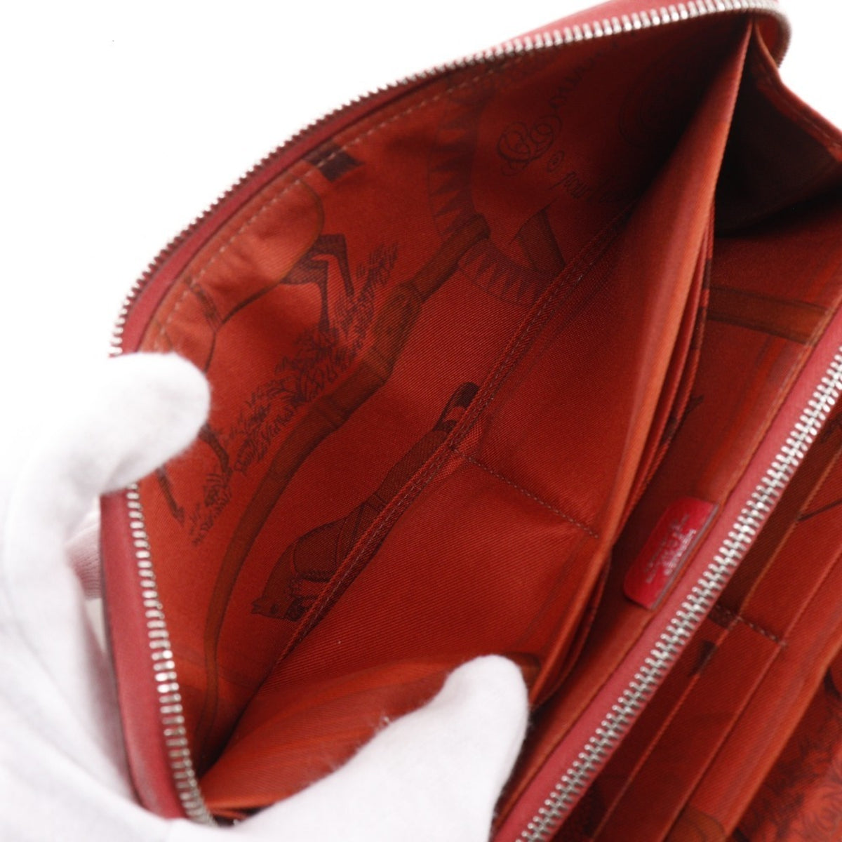 Hermes Red Color Epsom Leather Long Wallet (Bi-Fold) (Pre-Owned)