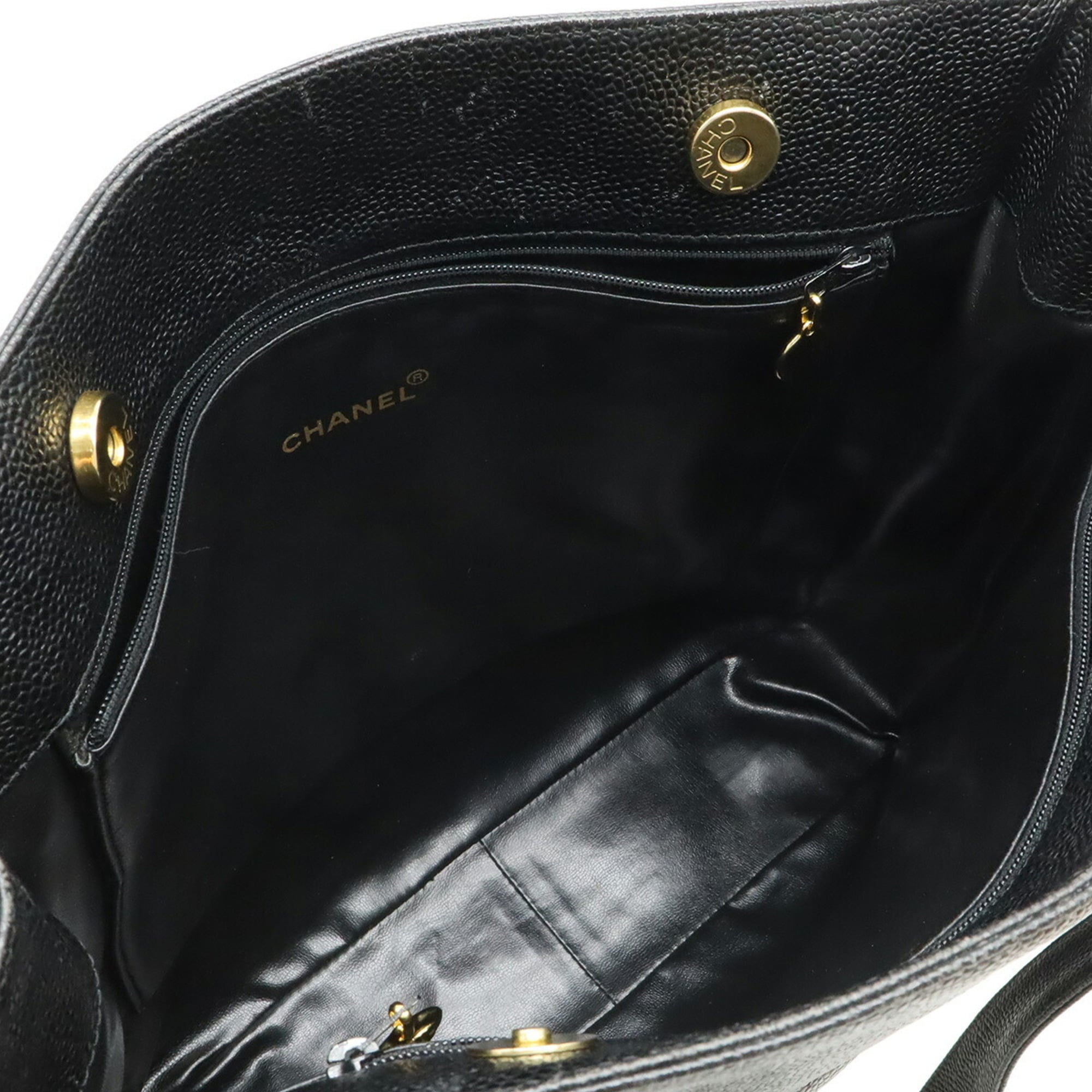 Chanel Black Grained Calfskin Shoulder Bag Tote Bag (Pre-Owned)