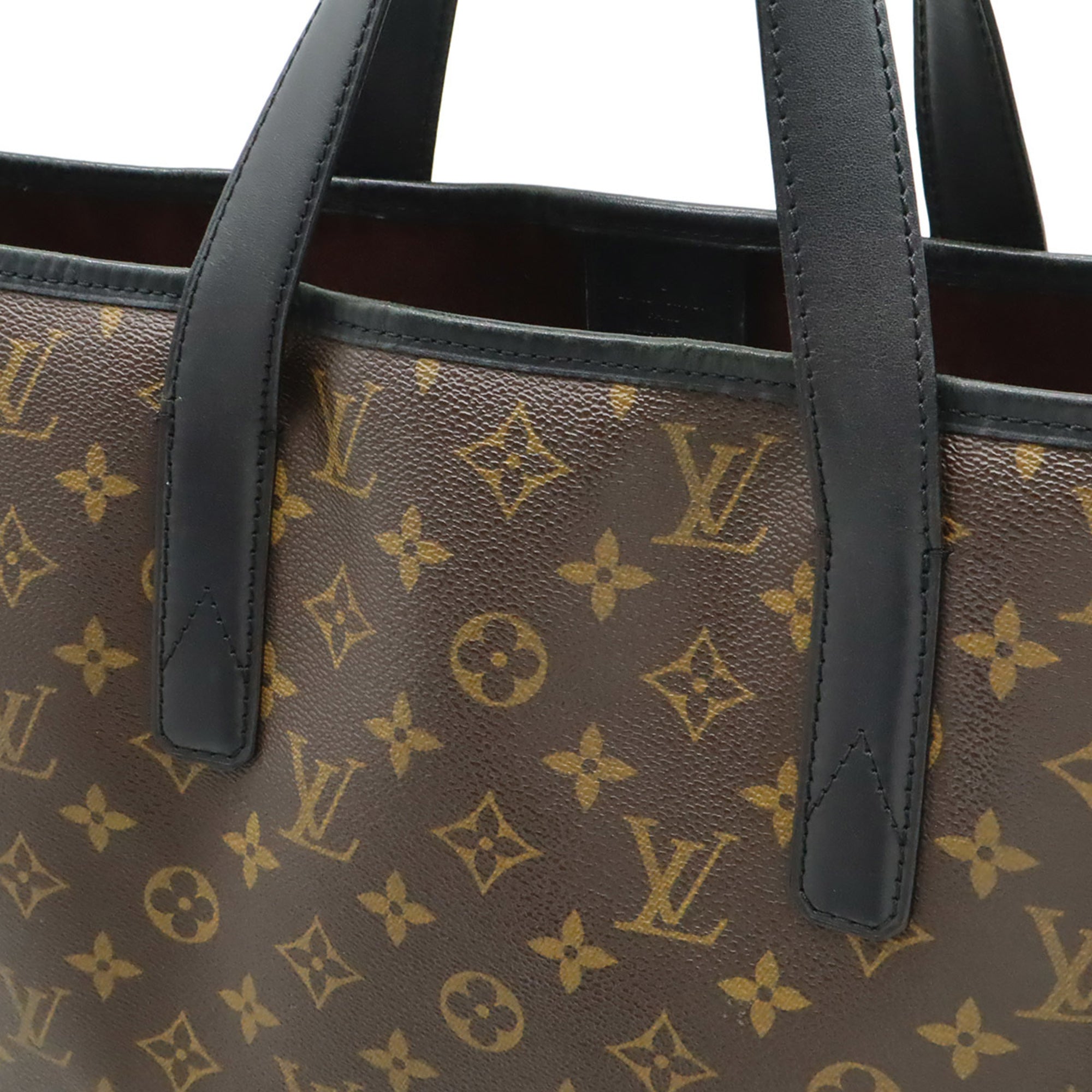 Louis Vuitton Black Brown Canvas Shoulder Bag Tote Bag (Pre-Owned)