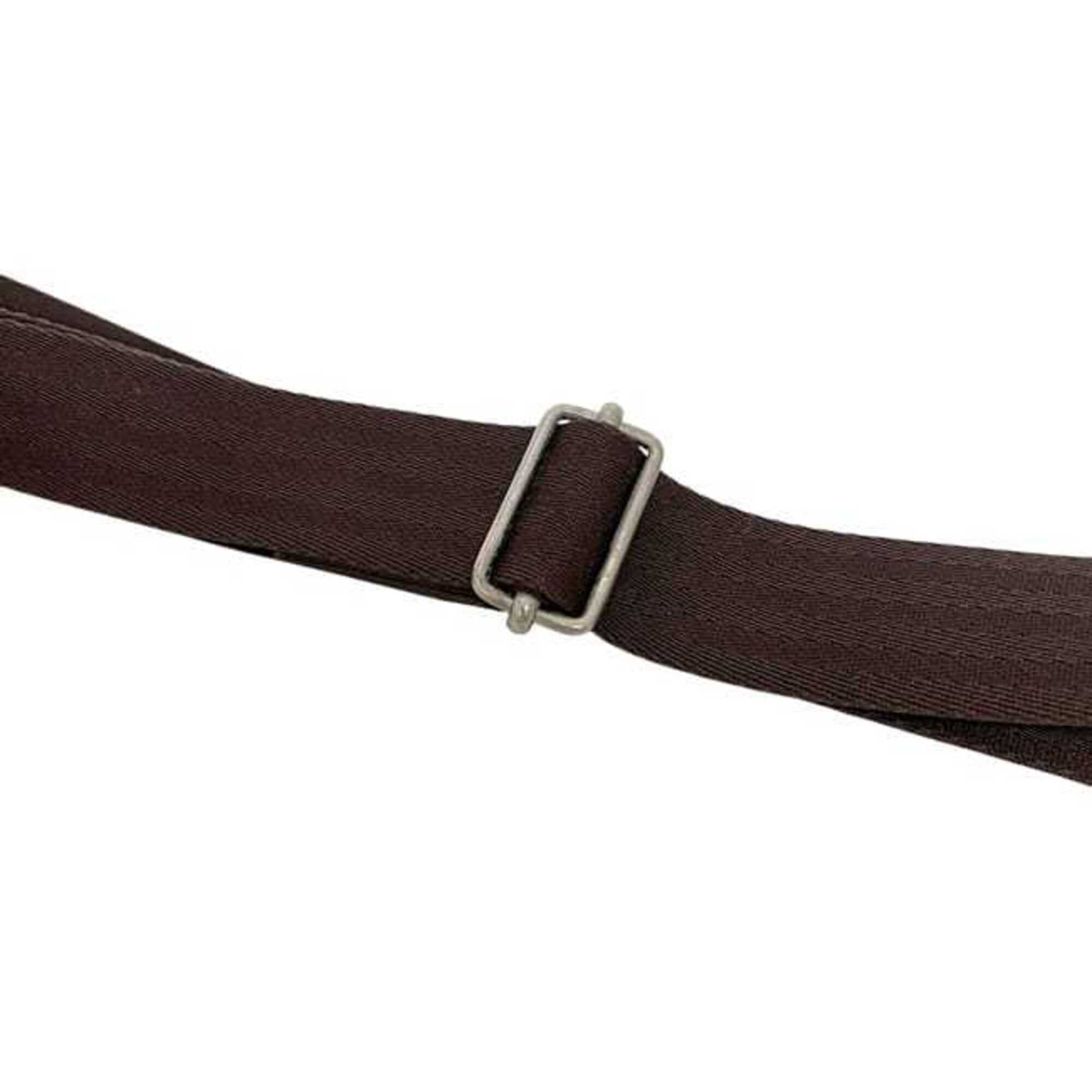 Hermes Brown Canvas Leather Shoulder Bag (Pre-Owned)