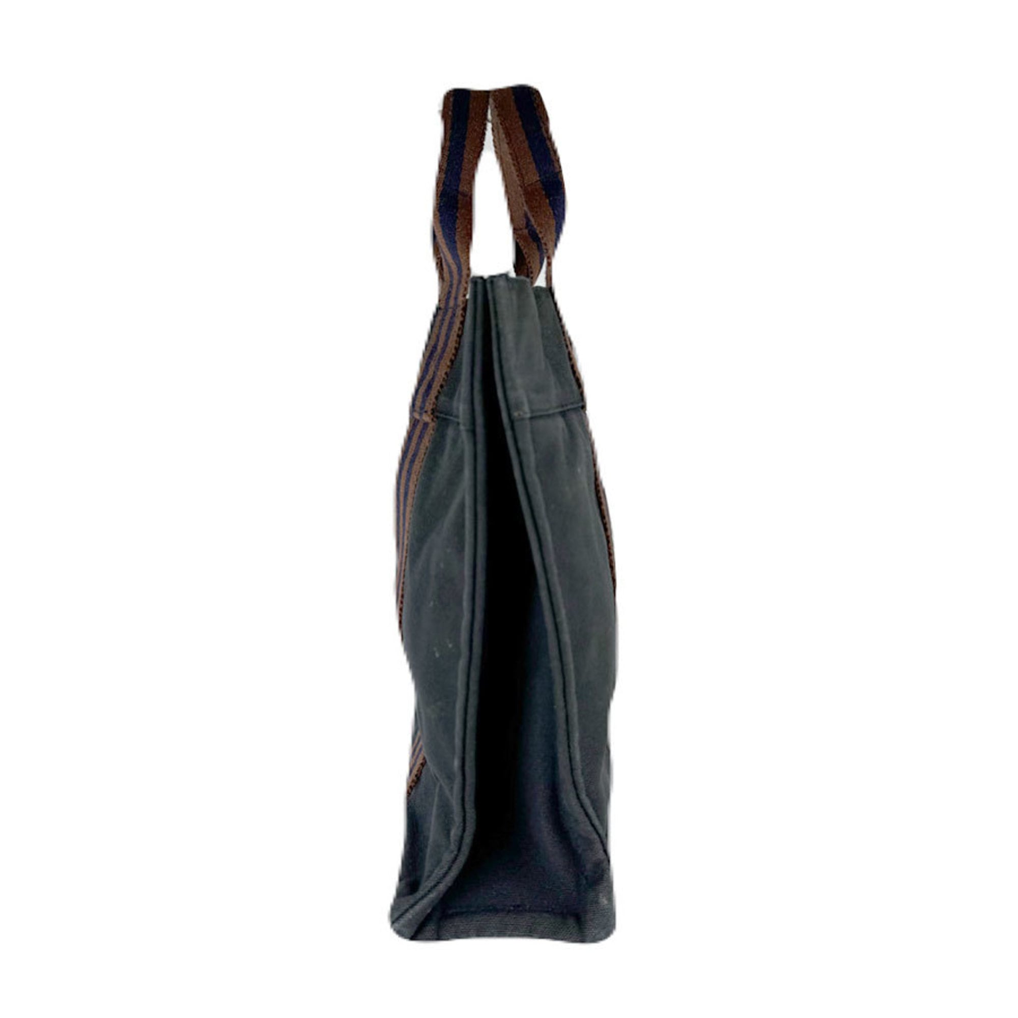 Hermes Brown Navy Canvas Handbag (Pre-Owned)