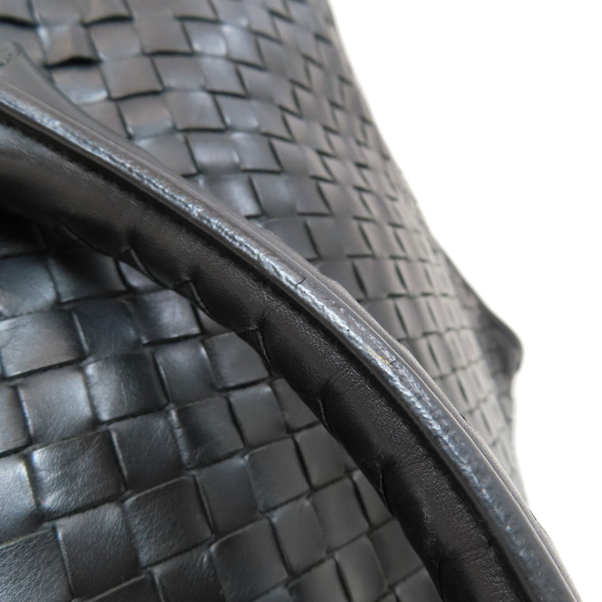 Bottega Veneta Intrecciato Black Leather Briefcase (Pre-Owned)