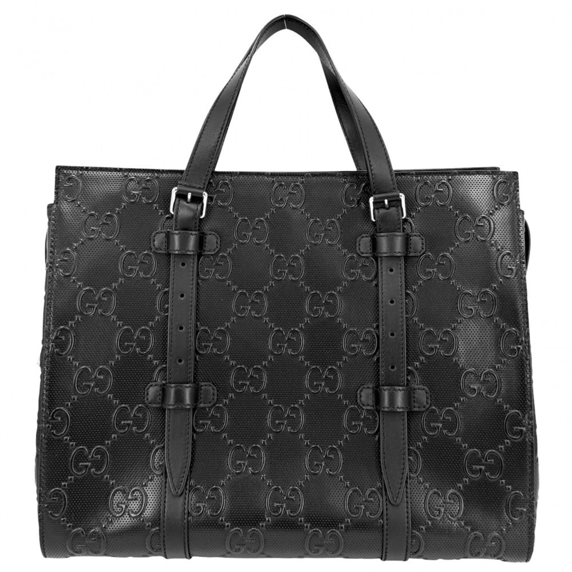 Gucci Black Leather Handbag Tote Bag (Pre-Owned)