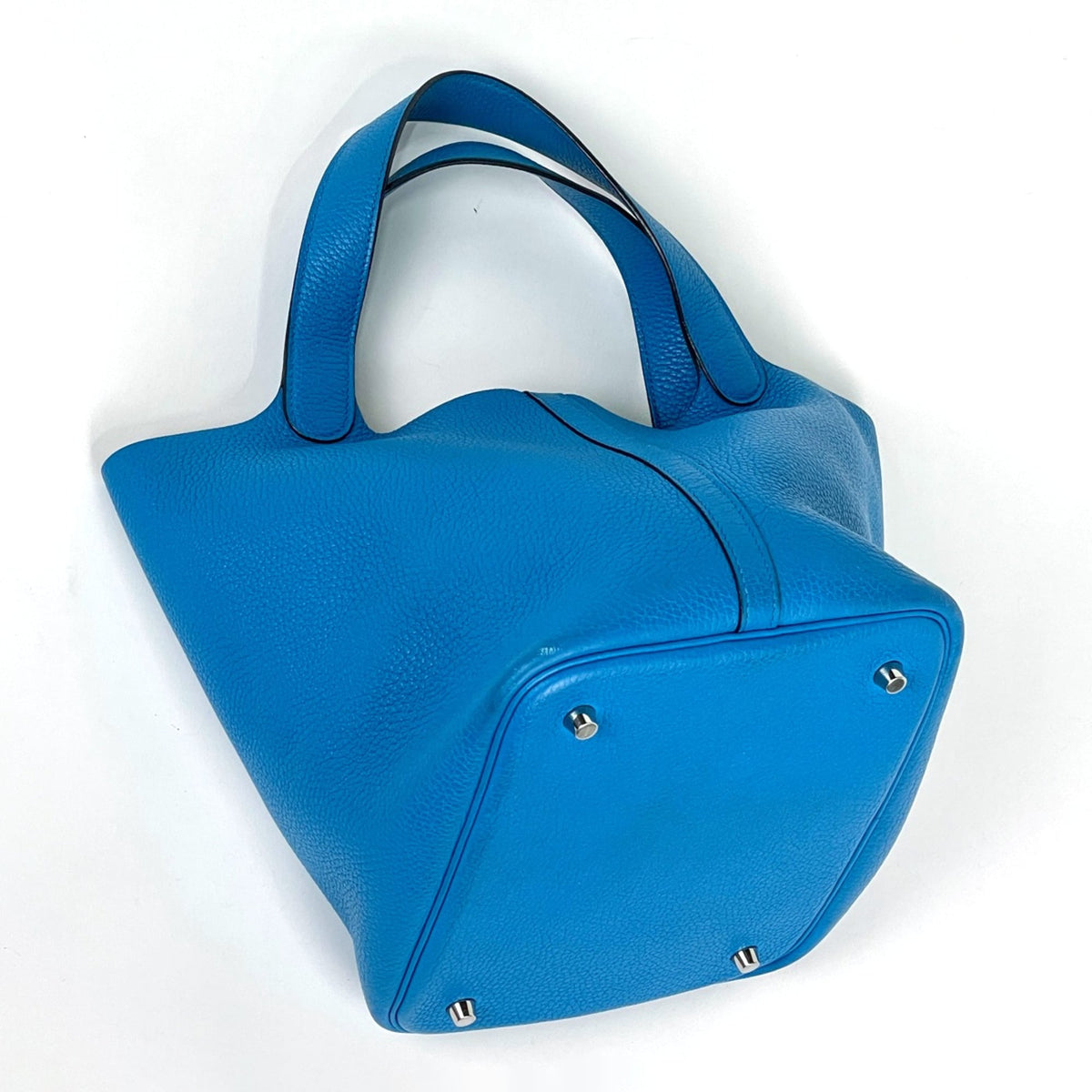 Hermes Turquoise Blue Taurillon Clemence Leather Leather Handbag (Pre-Owned)