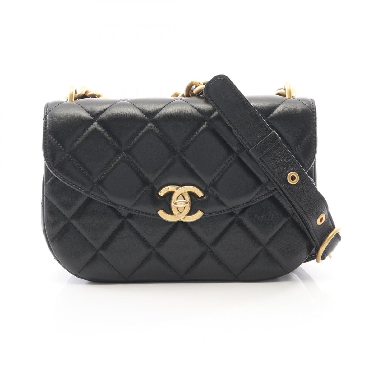 Chanel Black Leather Handbag Shoulder Bag (Pre-Owned)