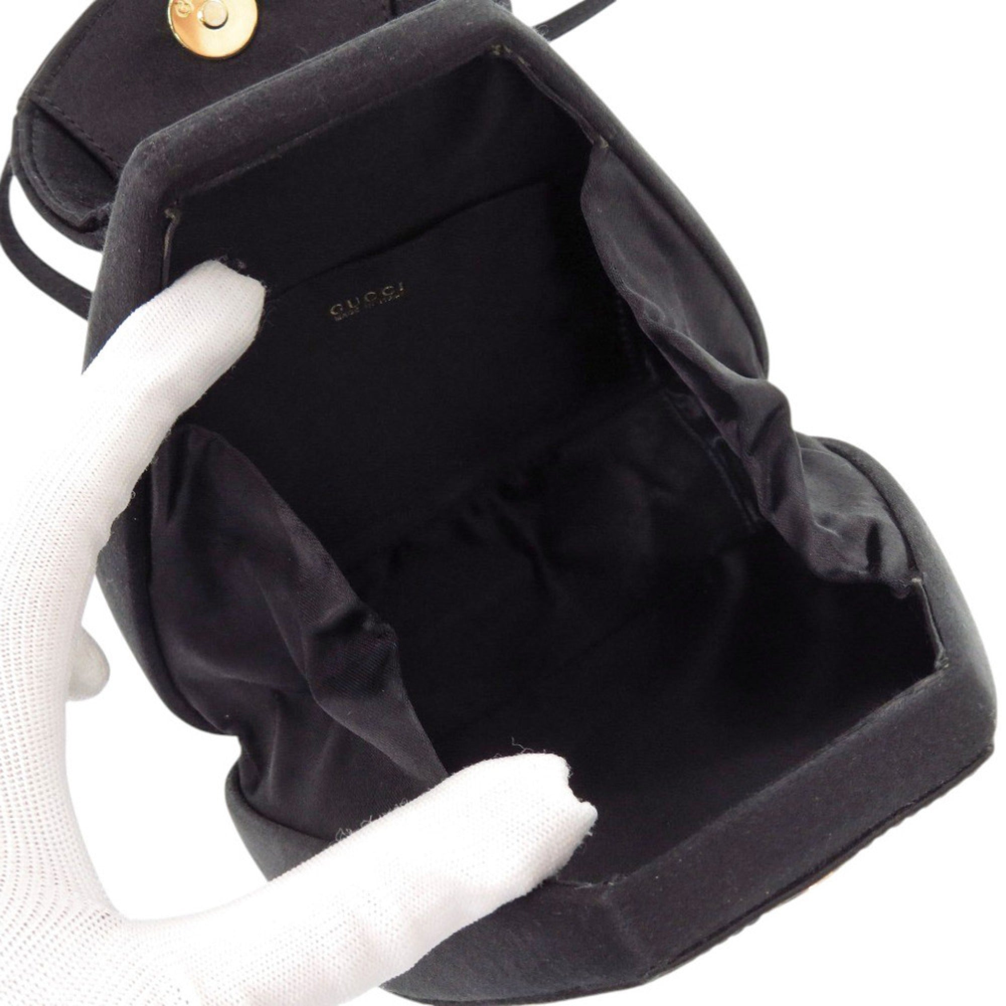 Gucci Black Satin Rhinestone Backpack (Pre-Owned)