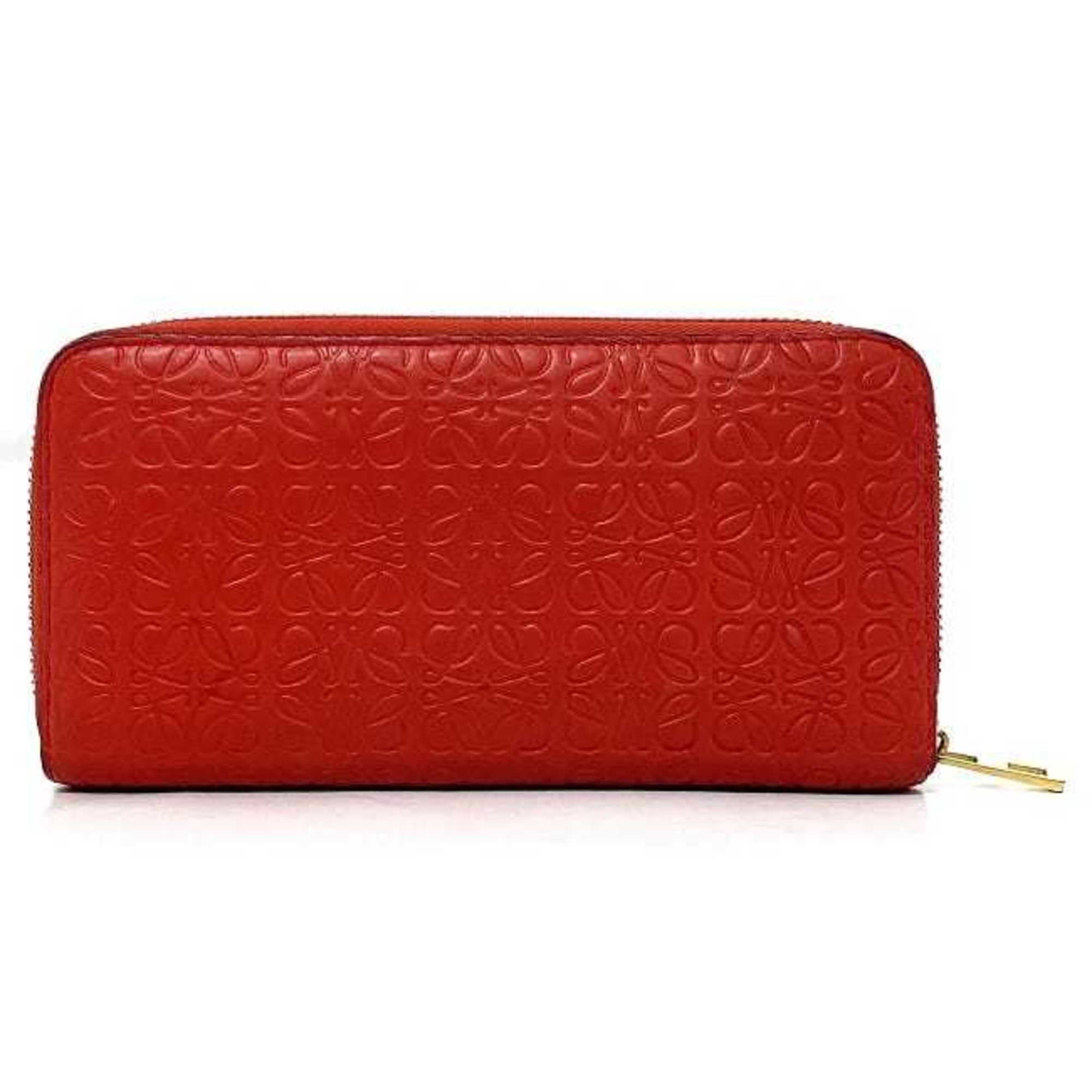 Loewe Repeat Red Color Leather Coin Purse/Coin Case (Pre-Owned)