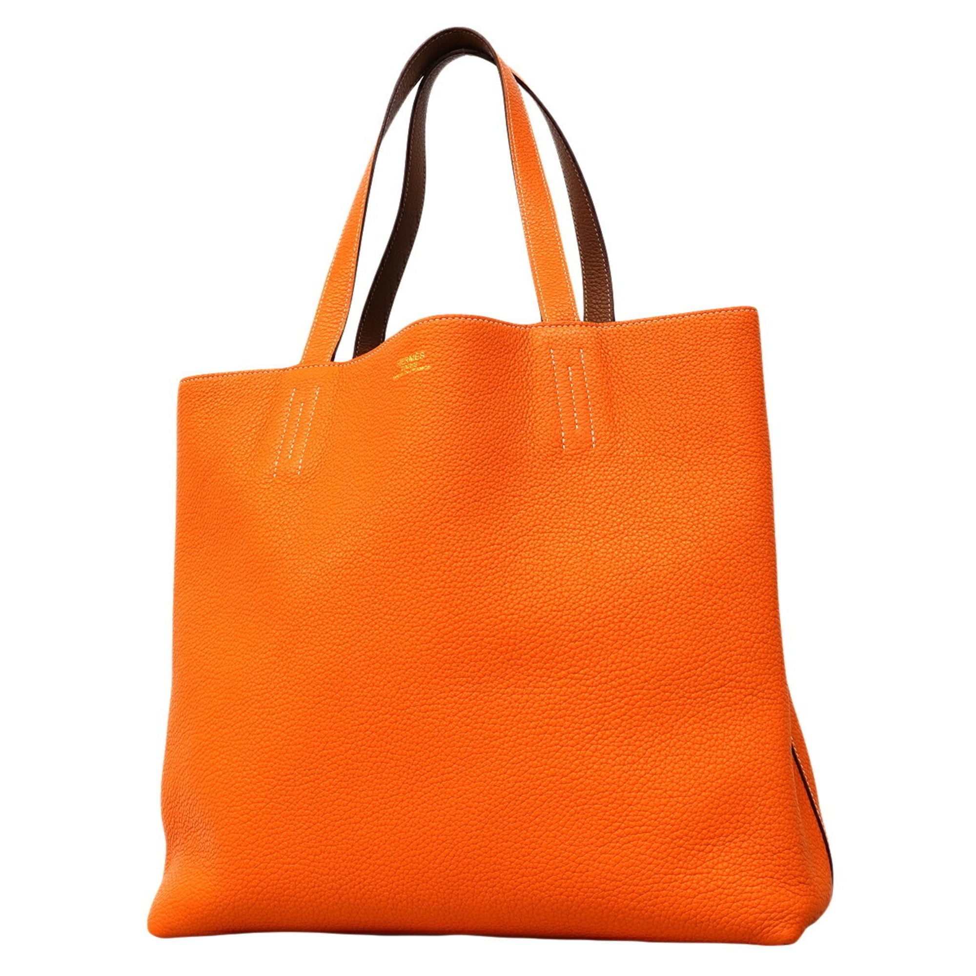 Hermes Gold Orange Taurillon Clemence Leather Tote Bag (Pre-Owned)