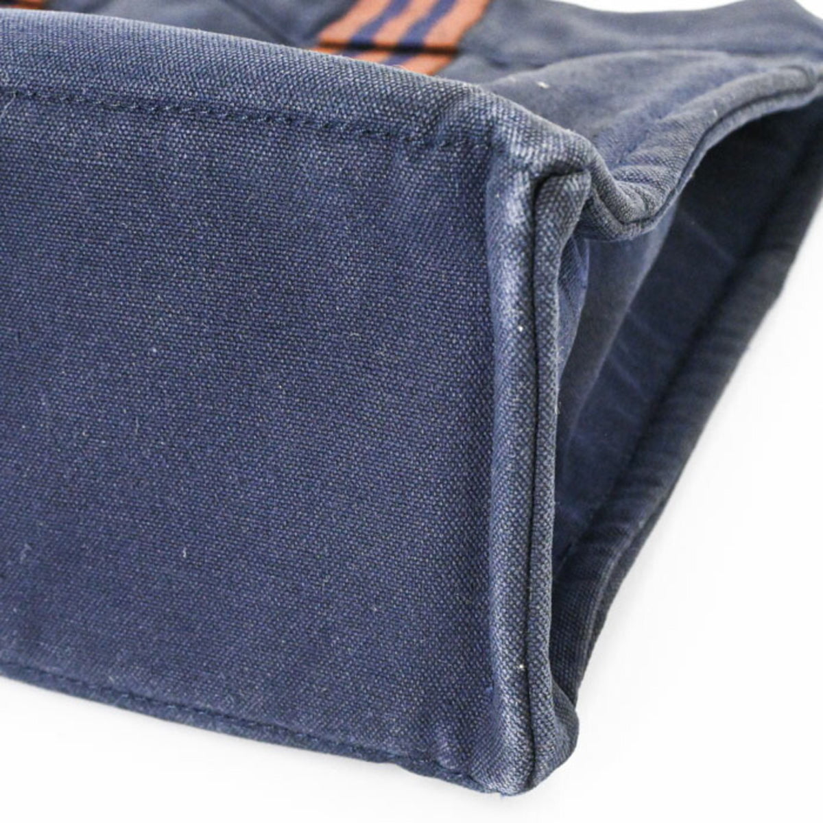 Hermes Brown Navy Canvas Handbag Tote Bag (Pre-Owned)
