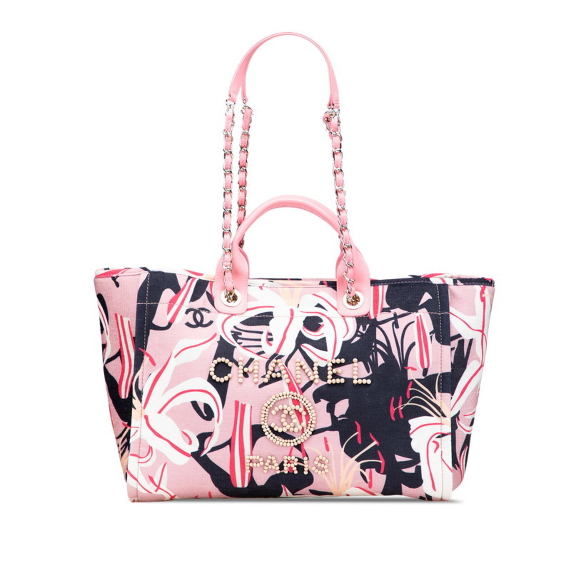 Chanel Multi-Color Pink Velvet Leather Handbag Pouch Tote Bag (Pre-Owned)