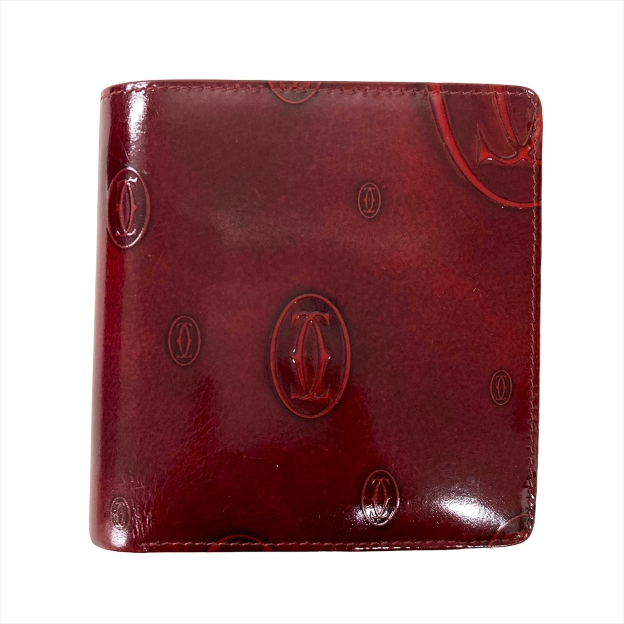 Cartier Happy Birthday Bordeaux Wine Red Patent Leather Wallet (Bi-Fold) (Pre-Owned)