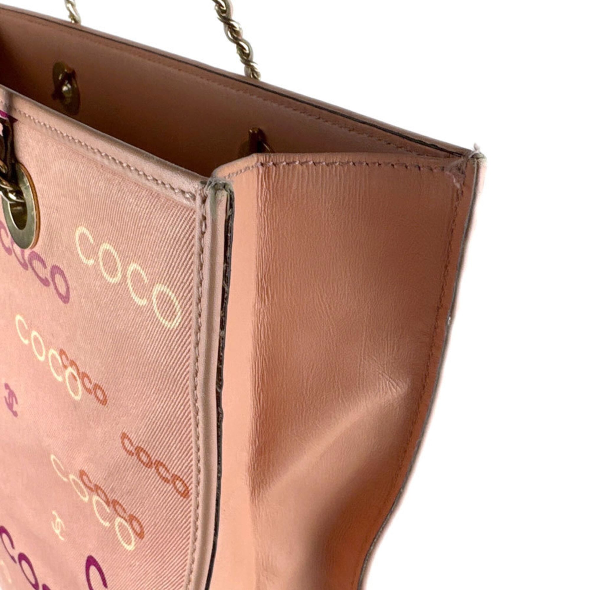 Chanel Pink Orange Canvas Handbag (Pre-Owned)