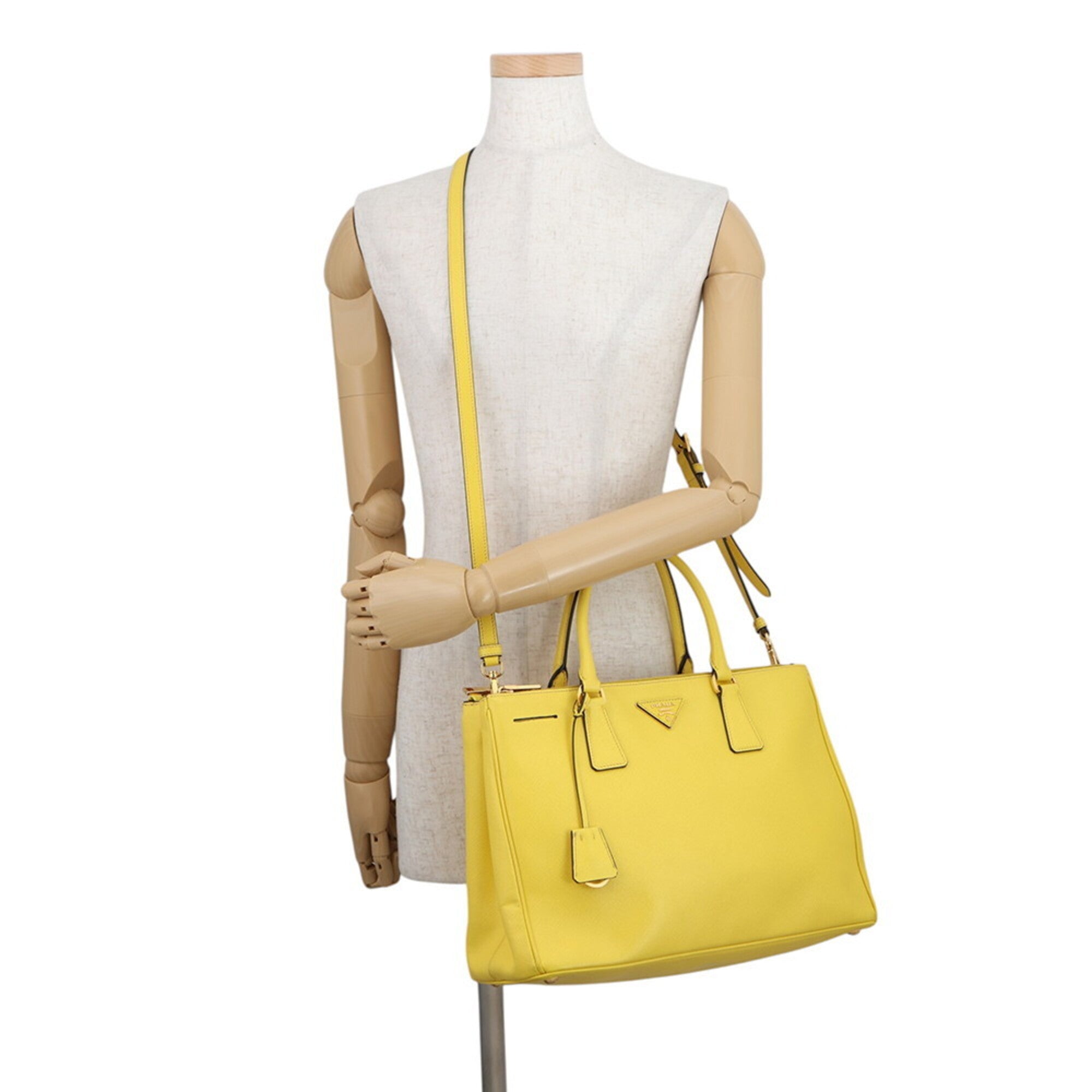 Prada Saffiano Yellow Leather Handbag (Pre-Owned)
