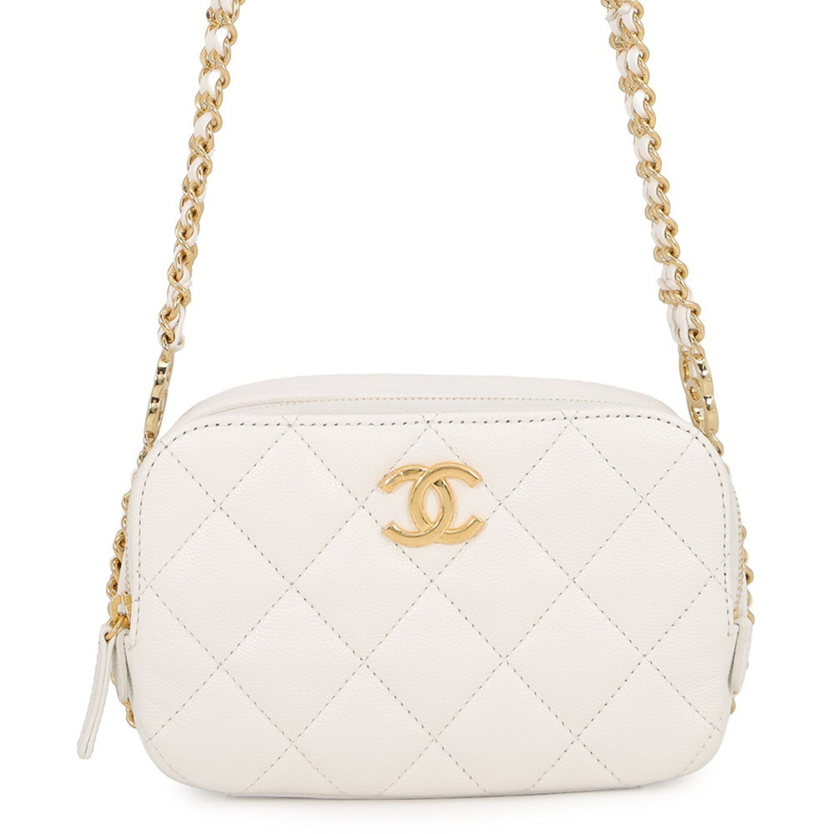 Chanel Matelasse White Grained Calfskin Shoulder Bag (Pre-Owned)