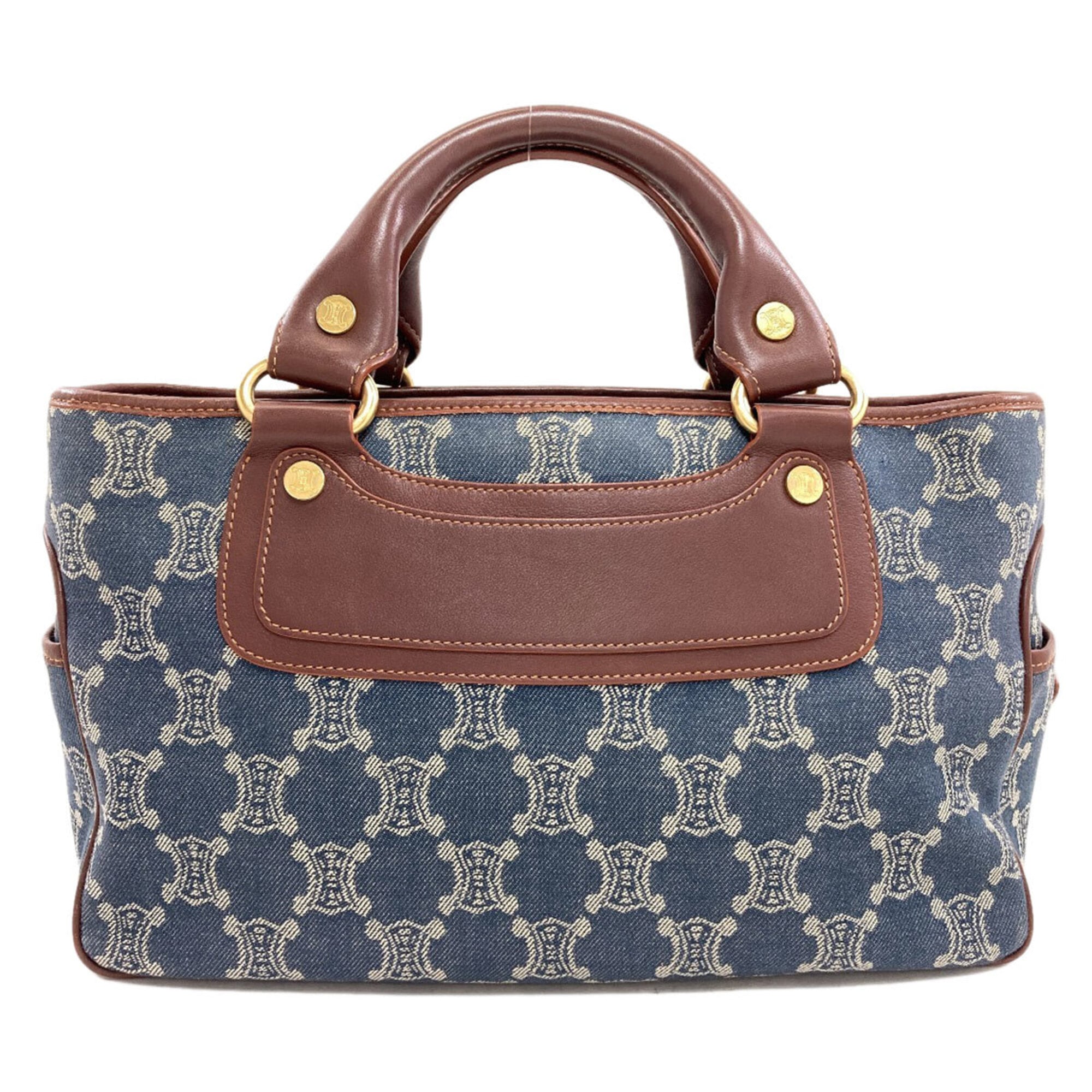 Celine Brown Dark Blue Denim Leather Handbag (Pre-Owned)