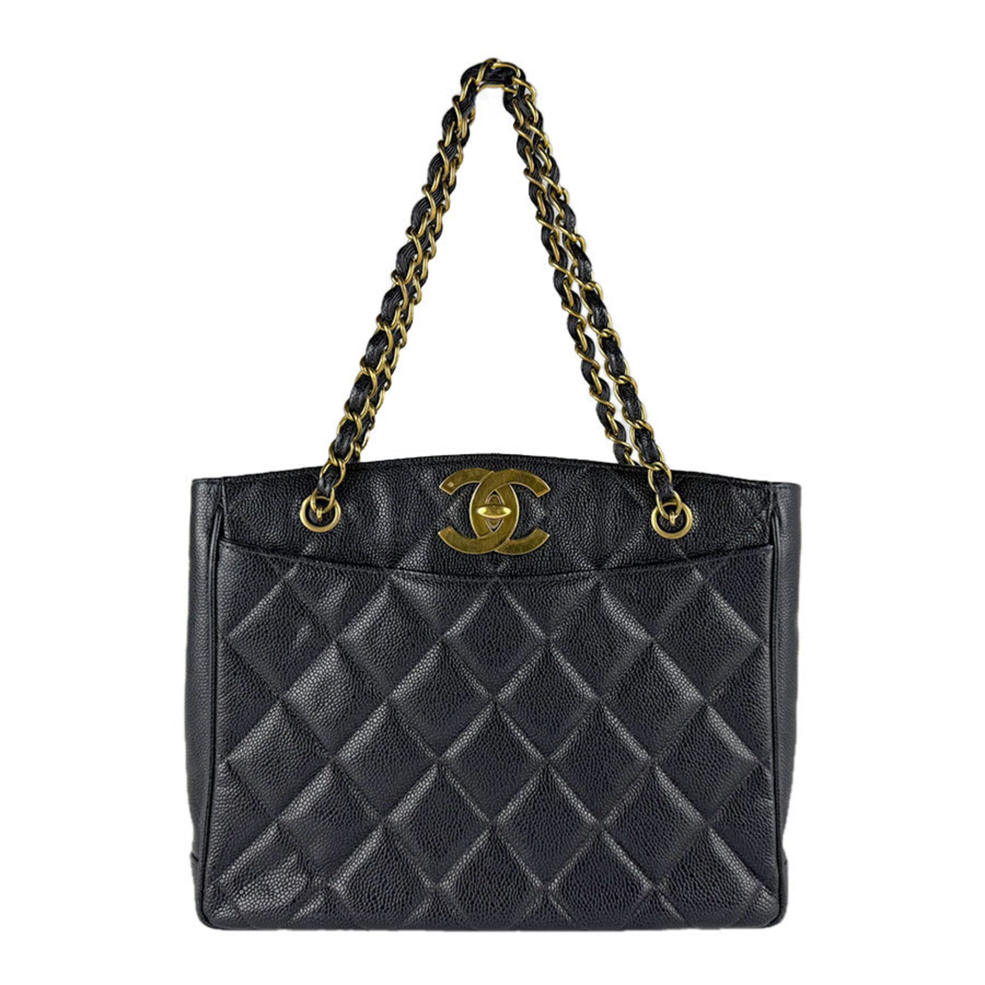 Chanel Black Grained Calfskin Shoulder Bag (Pre-Owned)