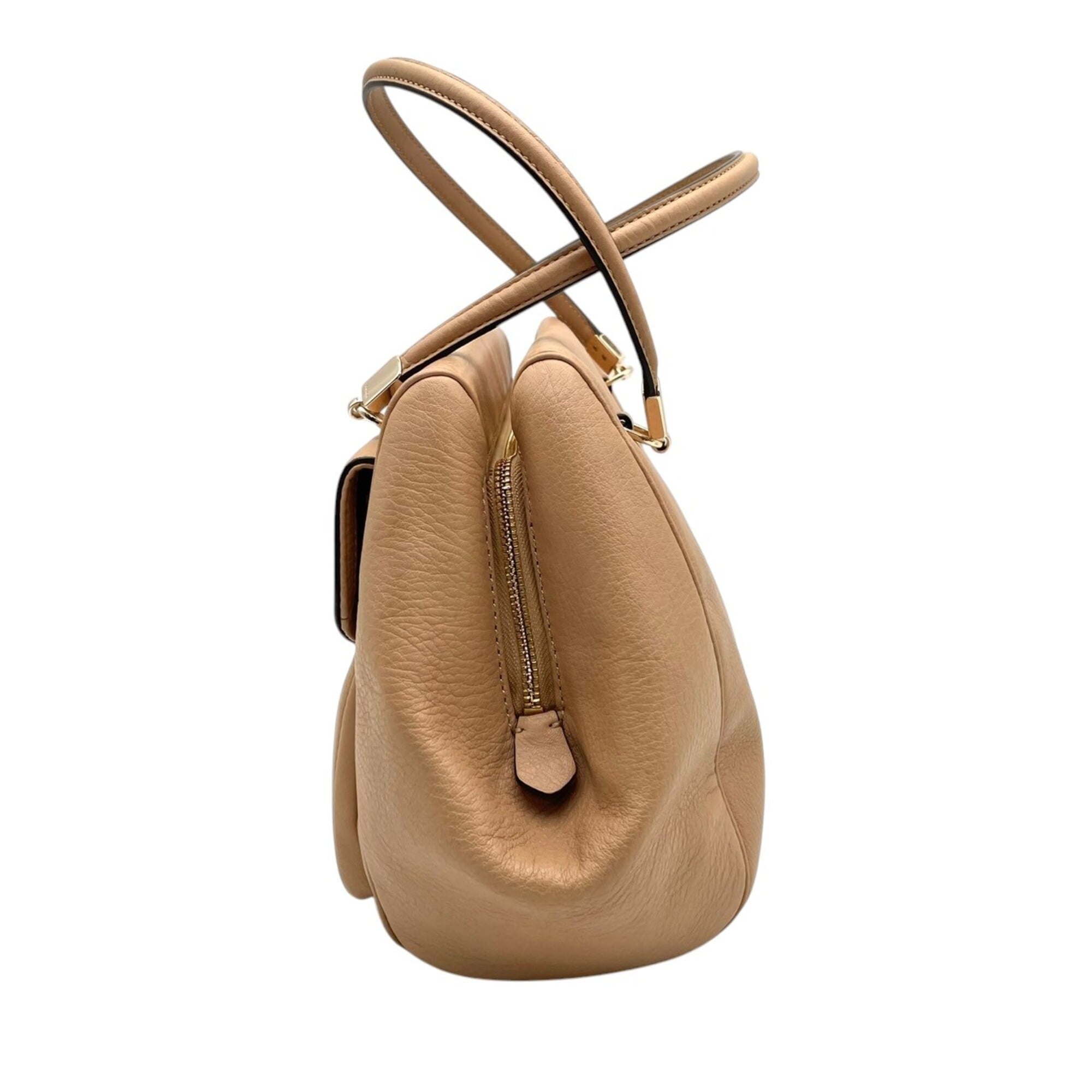 Coach Beige Leather Handbag Tote Bag (Pre-Owned)