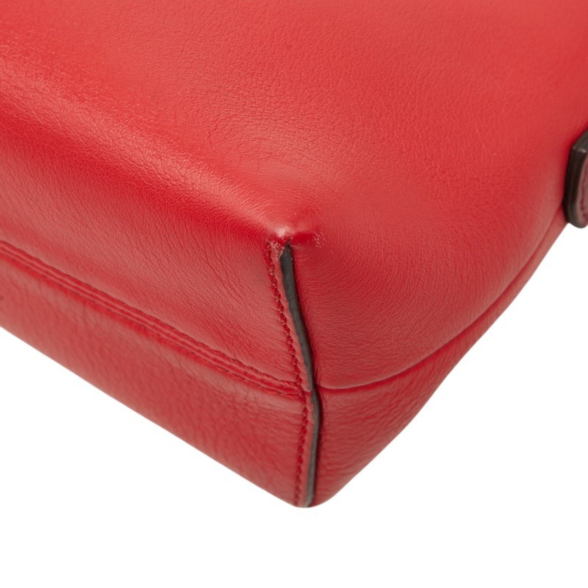 Fendi Pink Red Color Leather Handbag Shoulder Bag (Pre-Owned)