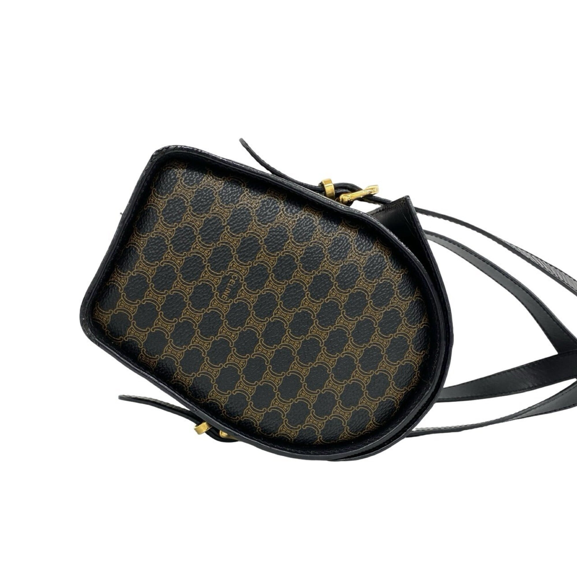 Celine Black Brown Leather Pvc Boston Bag Handbag (Pre-Owned)