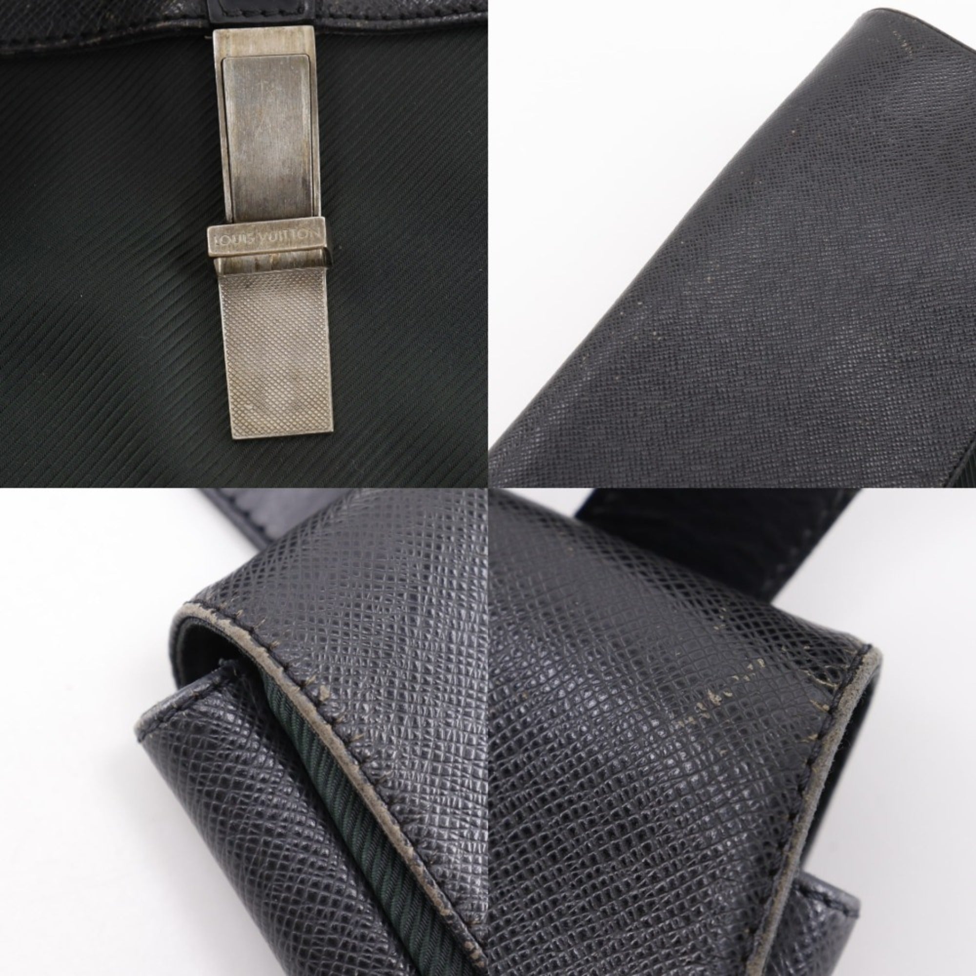 Louis Vuitton Black Noir Taiga Leather Shoulder Bag (Pre-Owned)