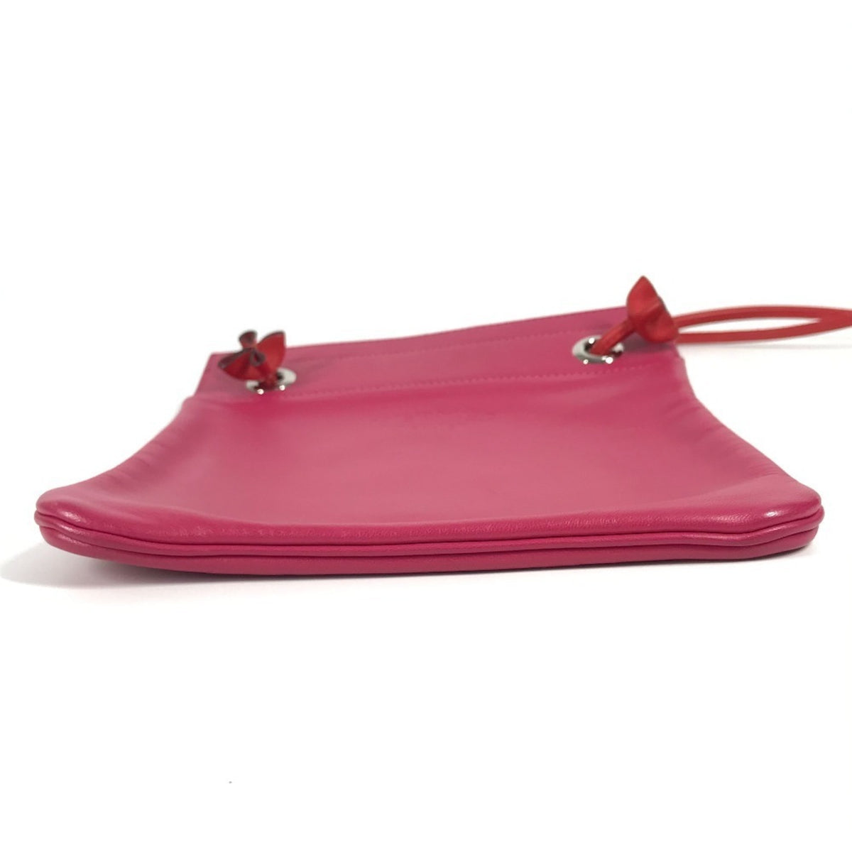 Hermes Pink Red Color Leather Pochette Shoulder Bag (Pre-Owned)