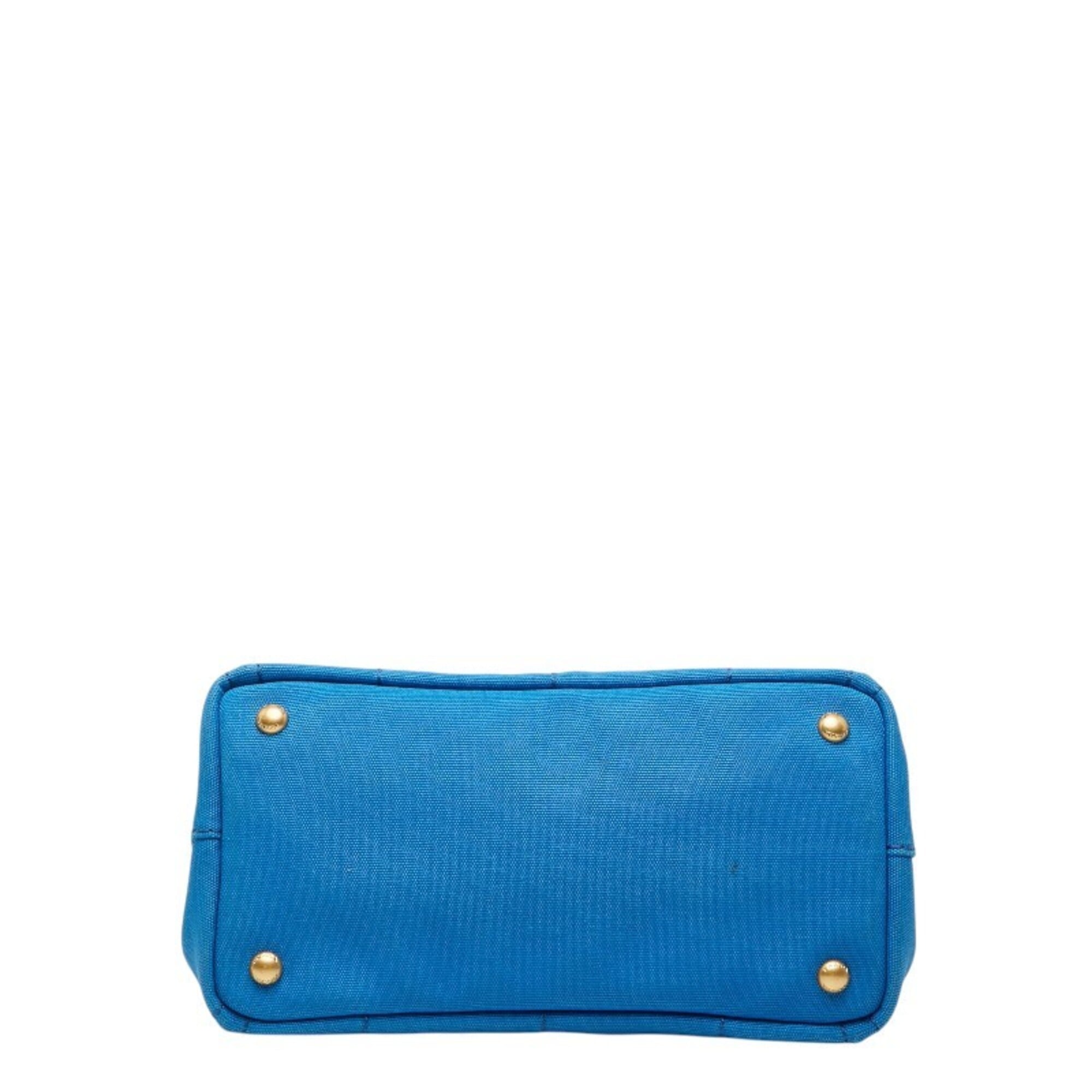 Prada Light Blue Canvas Handbag Shoulder Bag (Pre-Owned)
