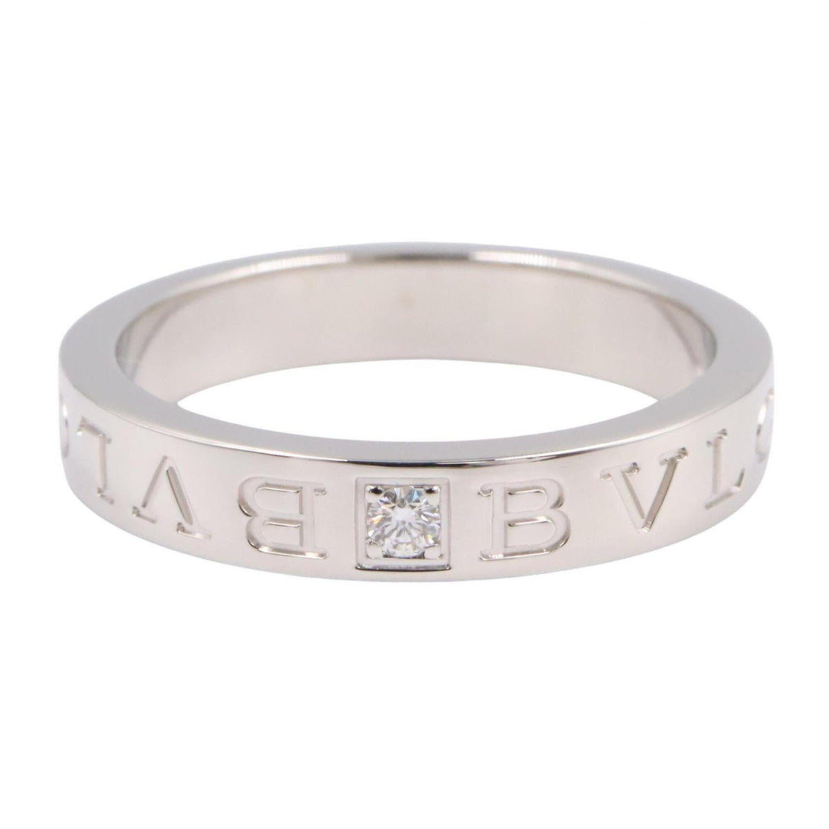 Bvlgari Silver Clear White Gold (18K) Band Ring (Pre-Owned)