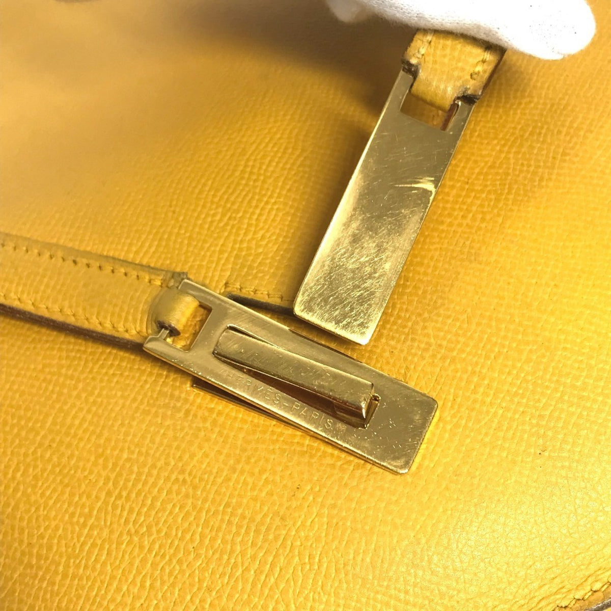 Hermes Yellow Courchevel Leather Briefcase Handbag (Pre-Owned)