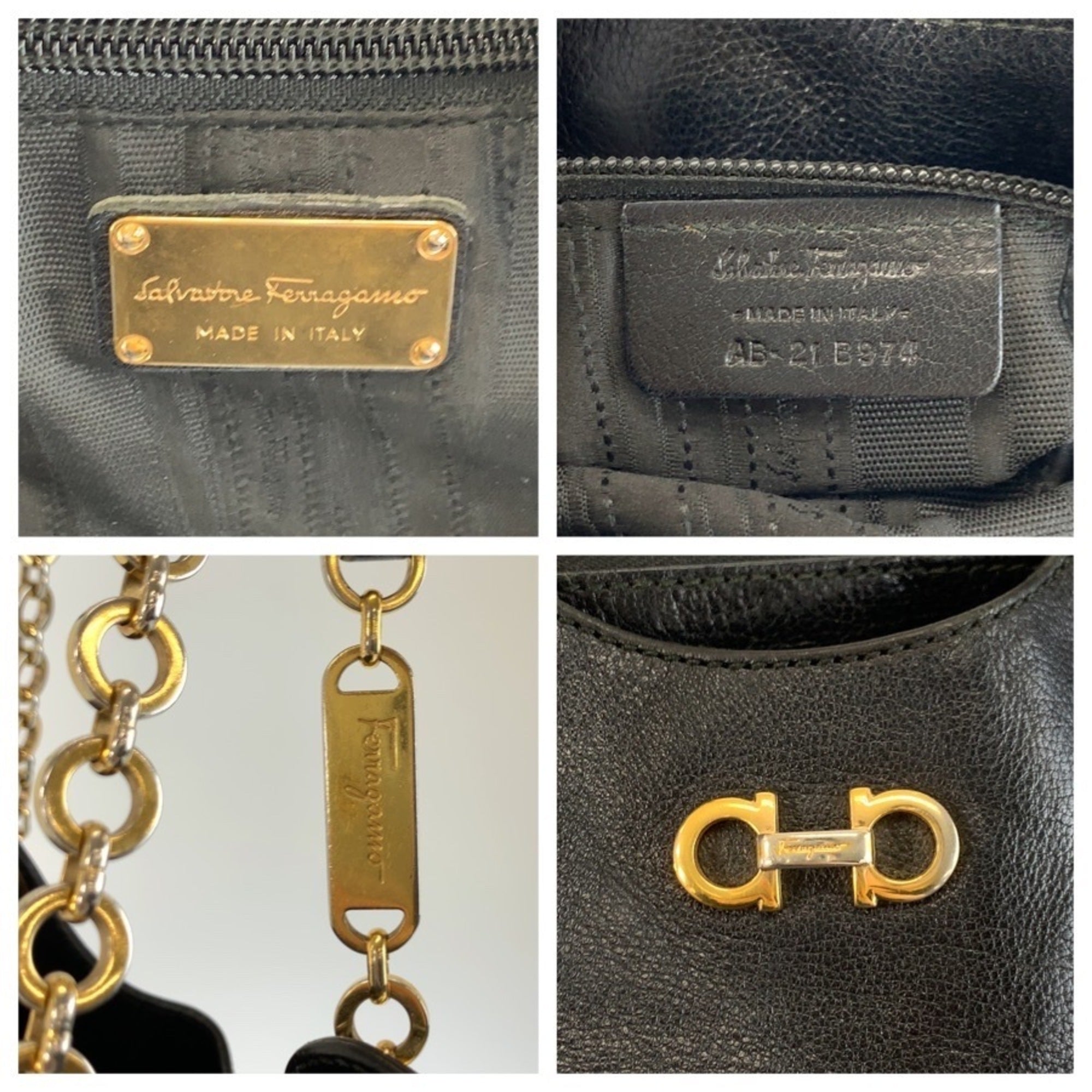Salvatore Ferragamo Black Leather Shoulder Bag Tote Bag (Pre-Owned)