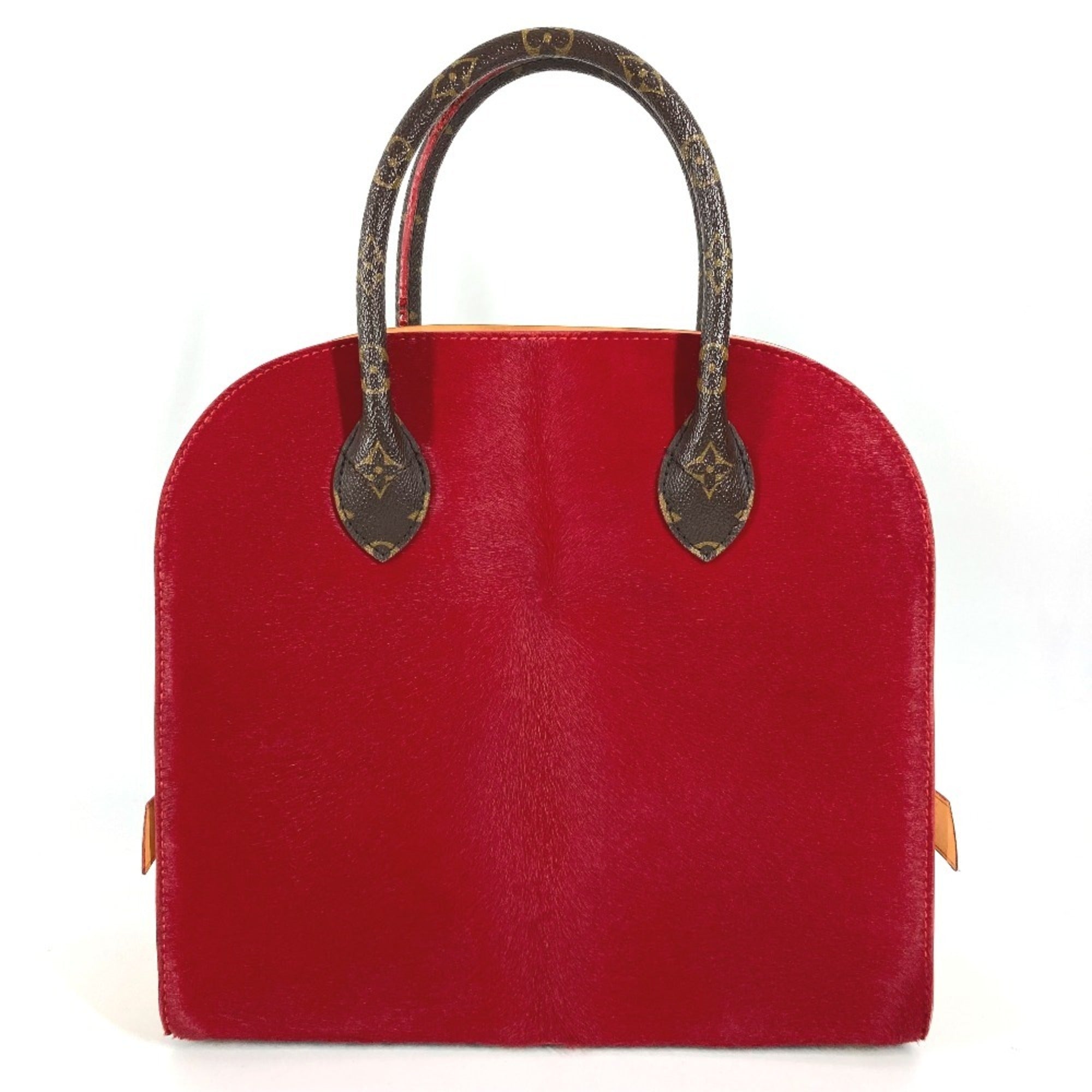 Louis Vuitton Brown Red Color Monogram Canvas Leather Handbag Tote Bag (Pre-Owned)