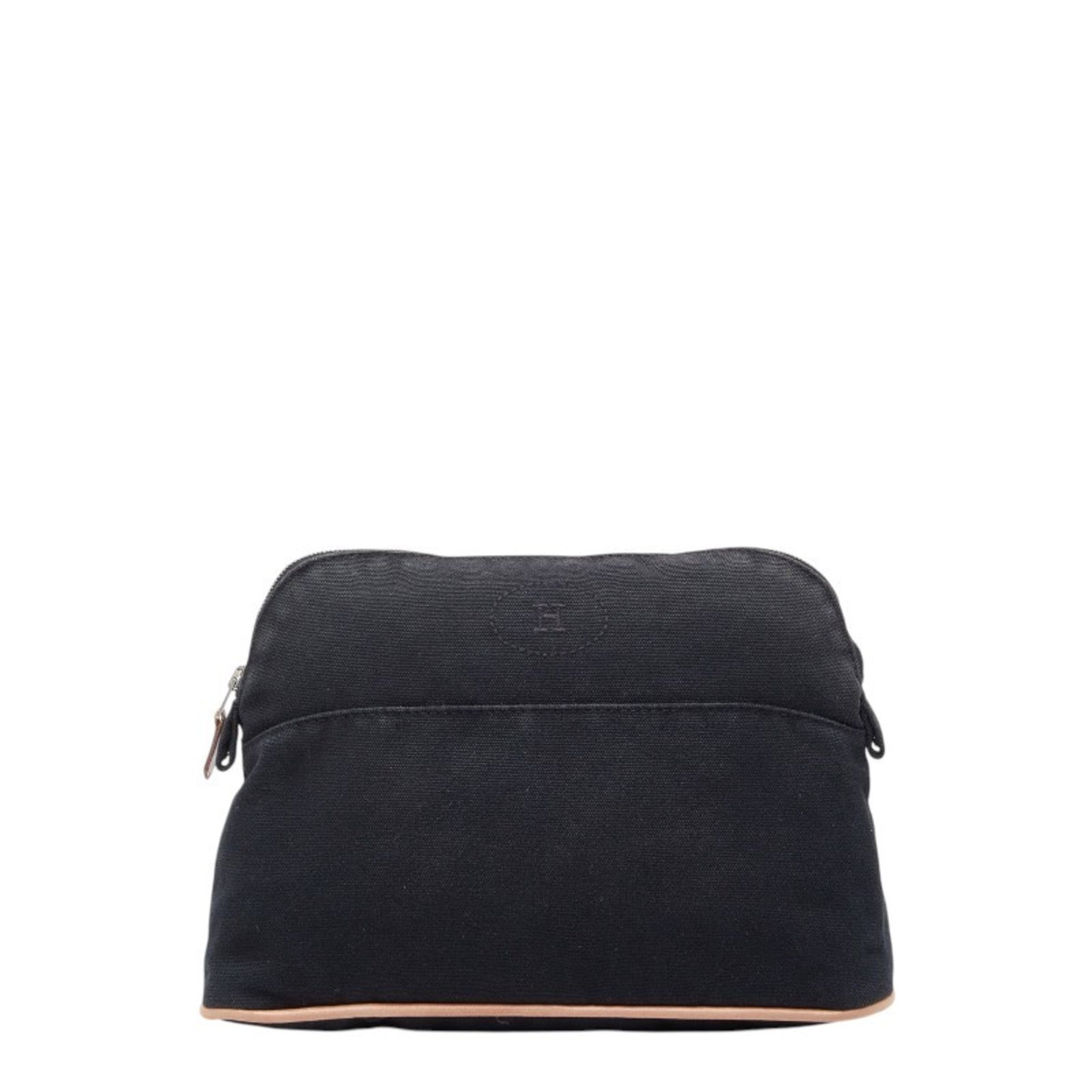 Hermes Bolide Black Canvas Leather Pouch (Pre-Owned)