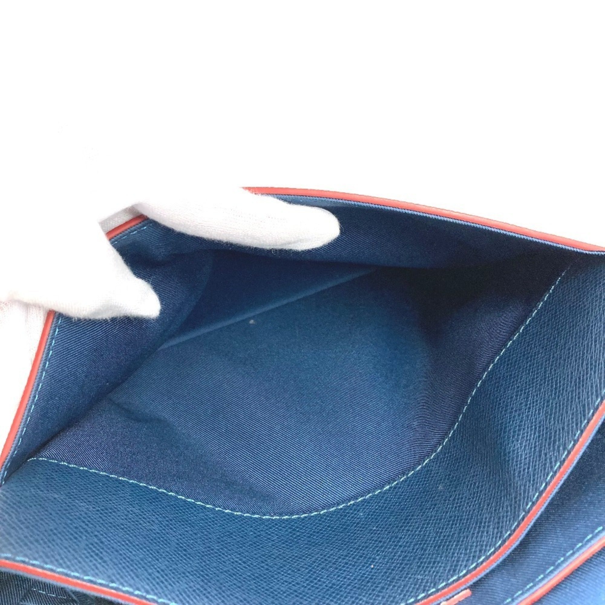 Louis Vuitton Navy Ocean Red Color Taiga Leather Messenger Bag Shoulder Bag (Pre-Owned)