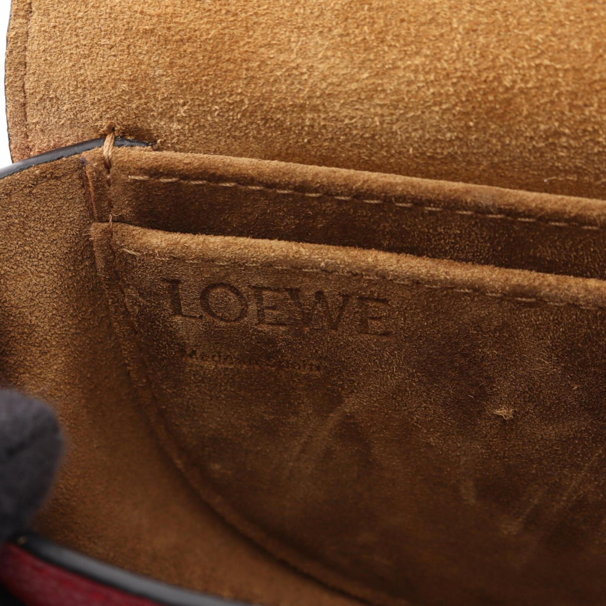 Loewe Bordeaux Red Color Leather Handbag Shoulder Bag (Pre-Owned)