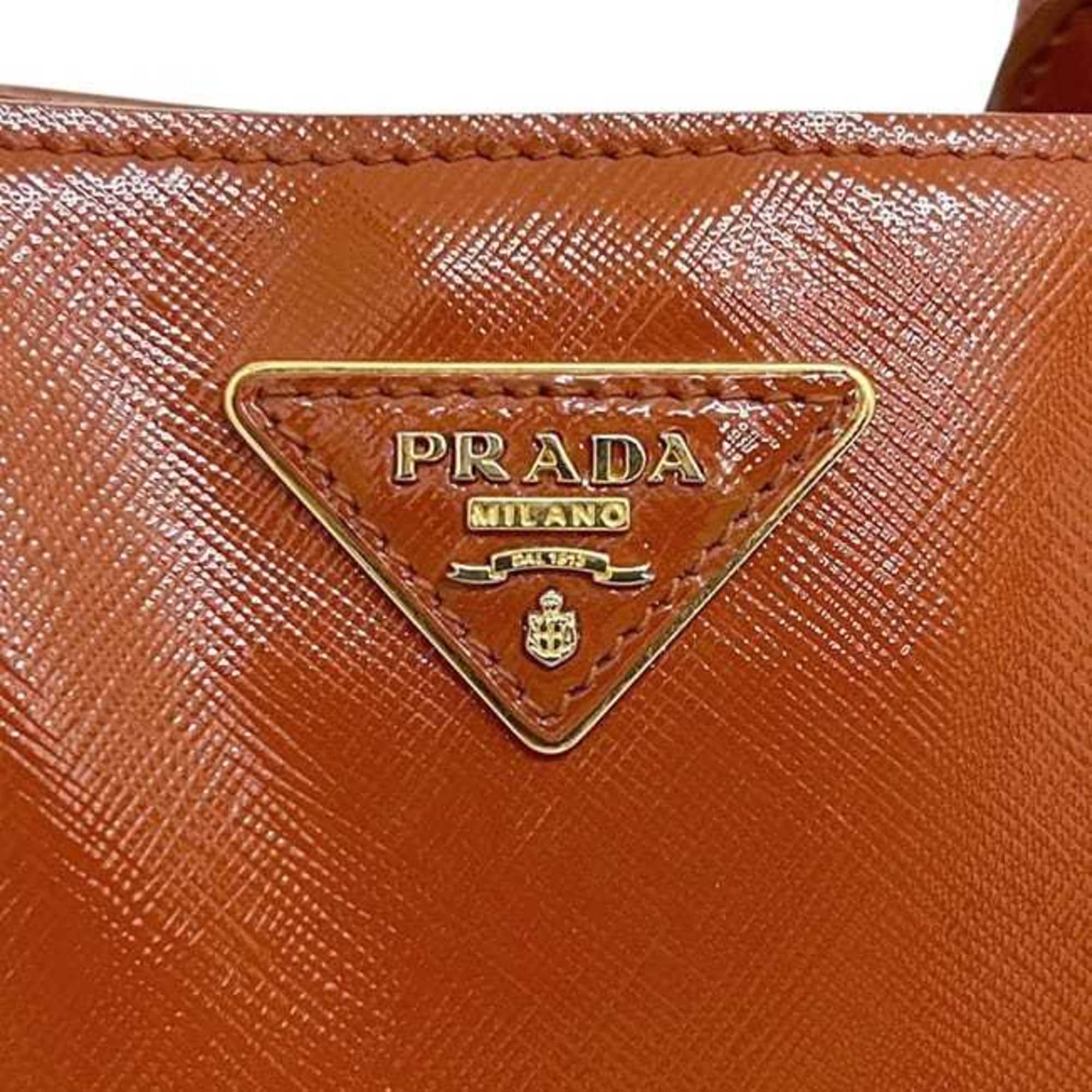 Prada Orange Patent Leather Leather Handbag Tote Bag (Pre-Owned)