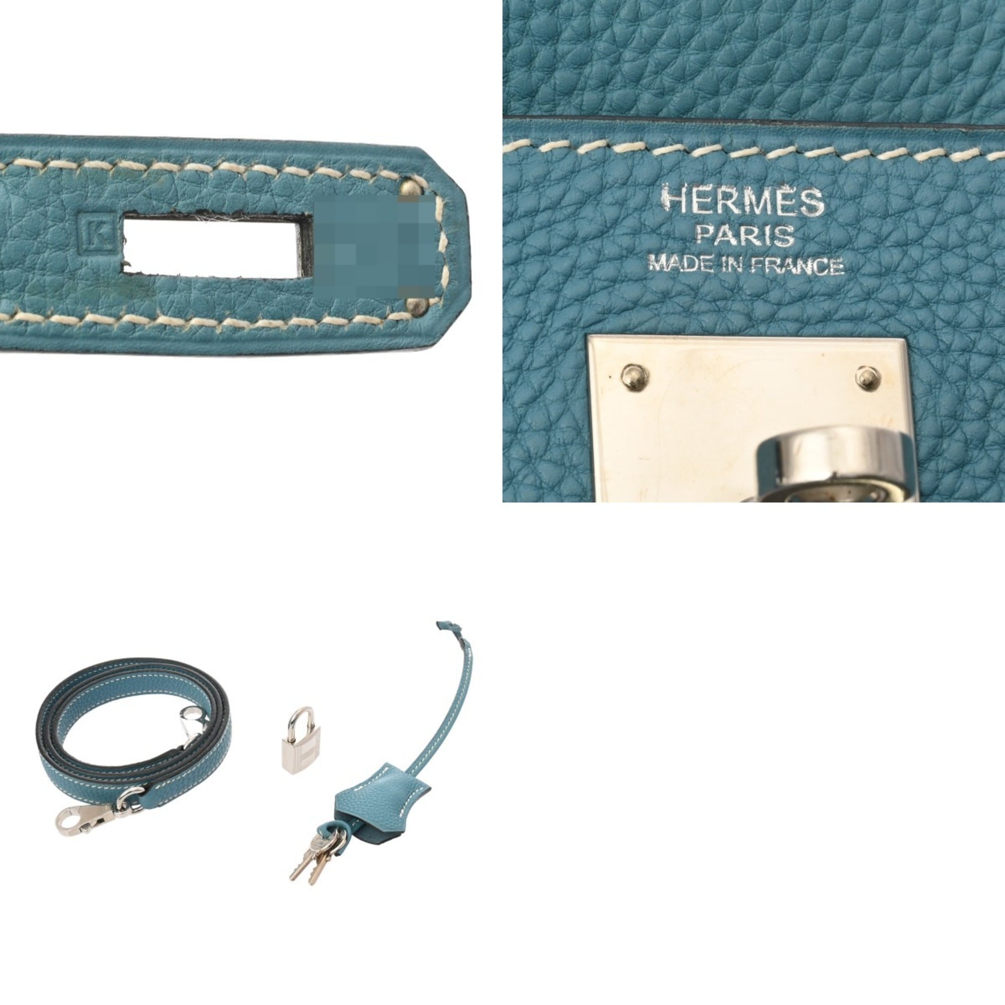 Hermes Blue Jean Taurillon Clemence Leather Handbag (Pre-Owned)