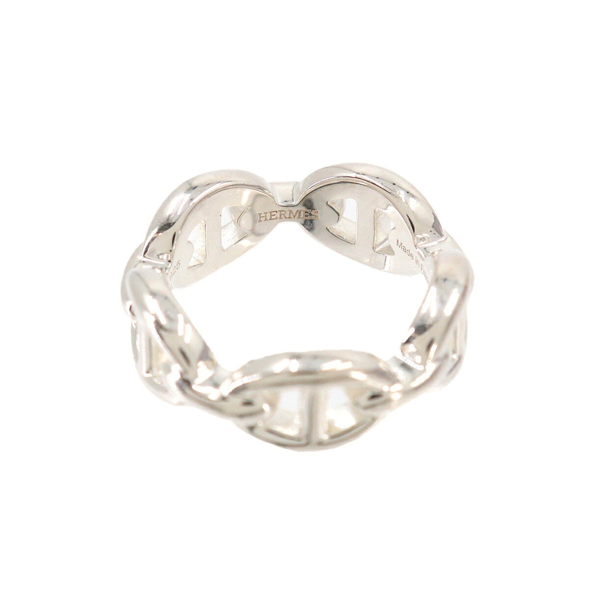 Hermes Silver Silver 925 Band Ring (Pre-Owned)