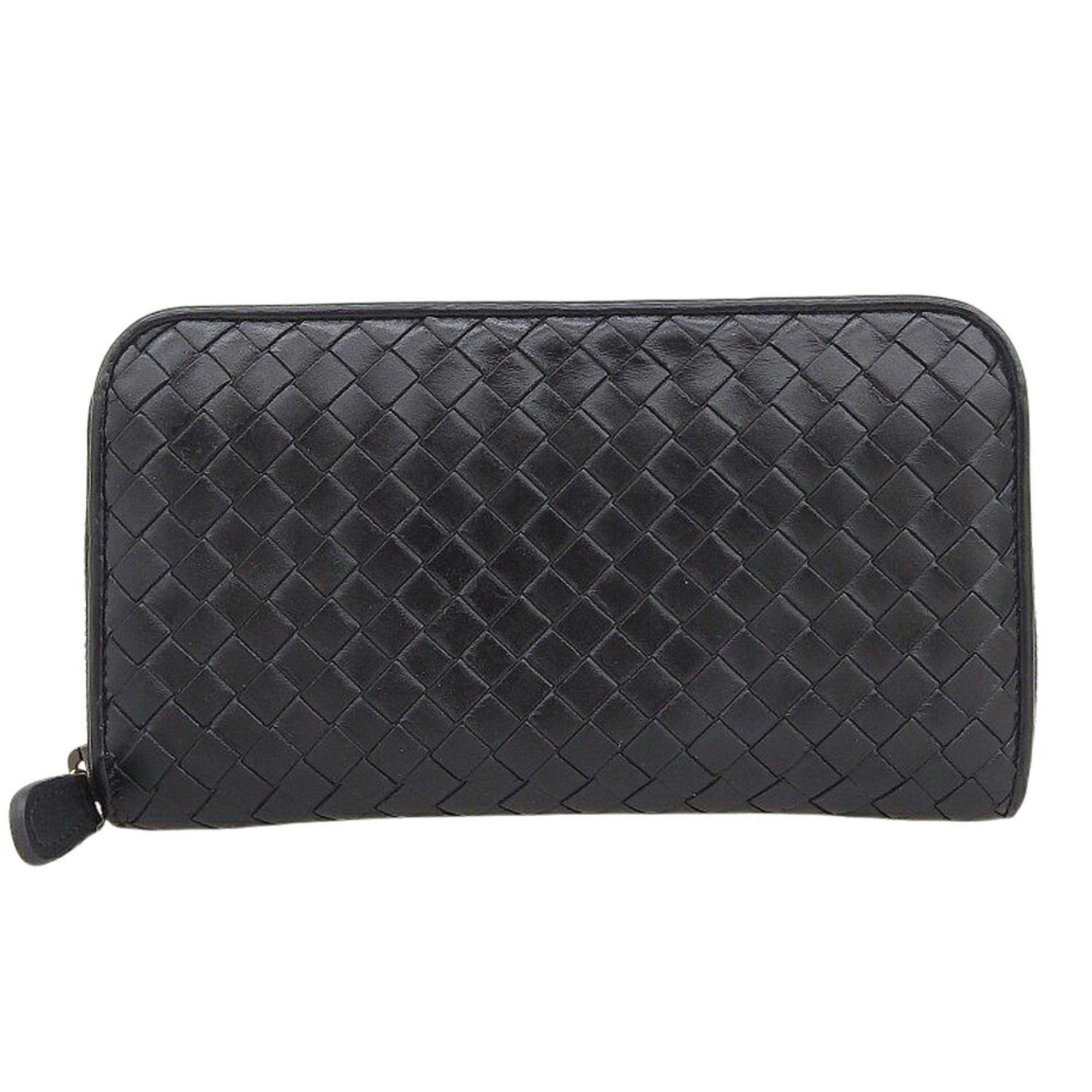 Bottega Veneta Black Intrecciato Long Wallet (Bi-Fold) (Pre-Owned)