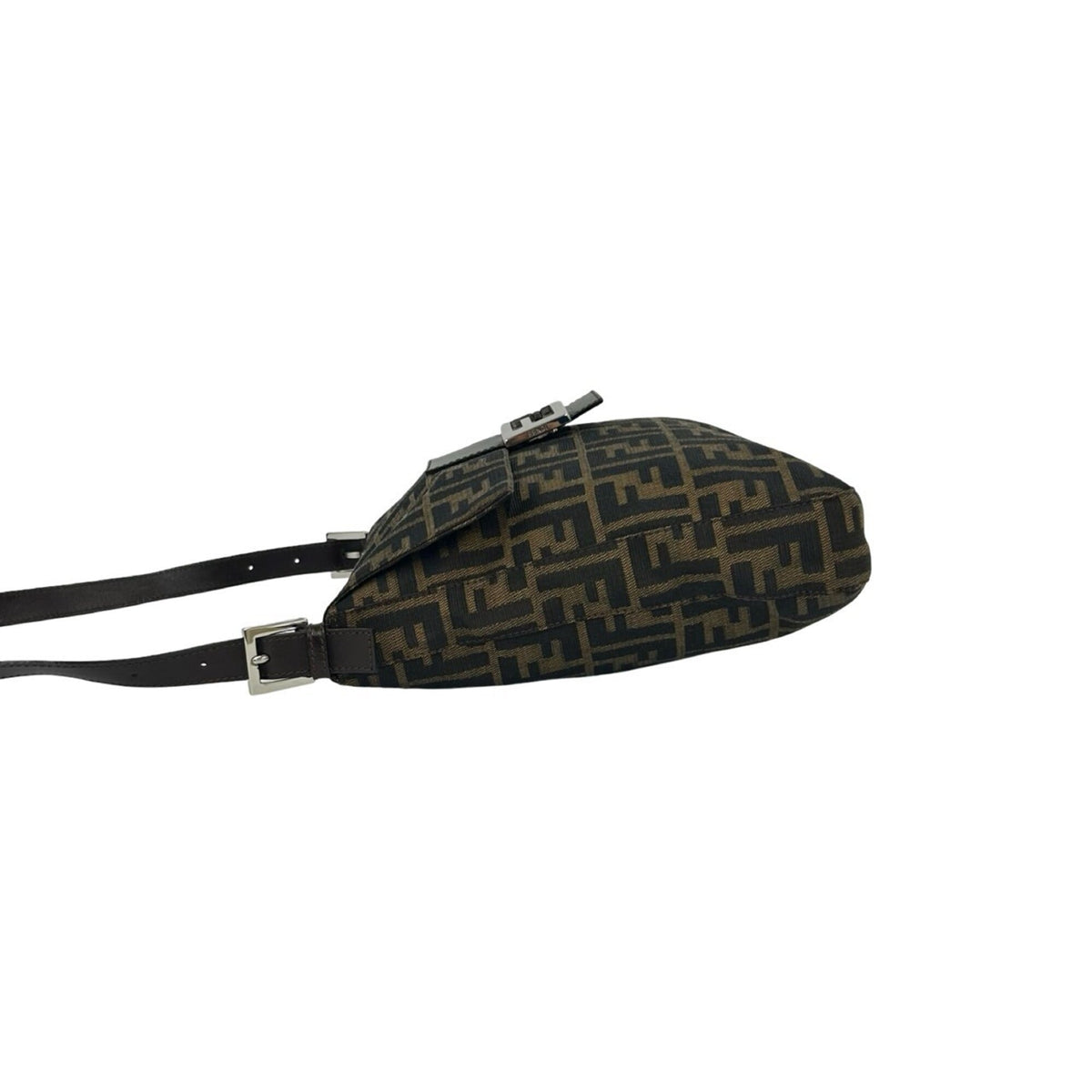 Fendi Black Brown Canvas Leather Shoulder Bag (Pre-Owned)