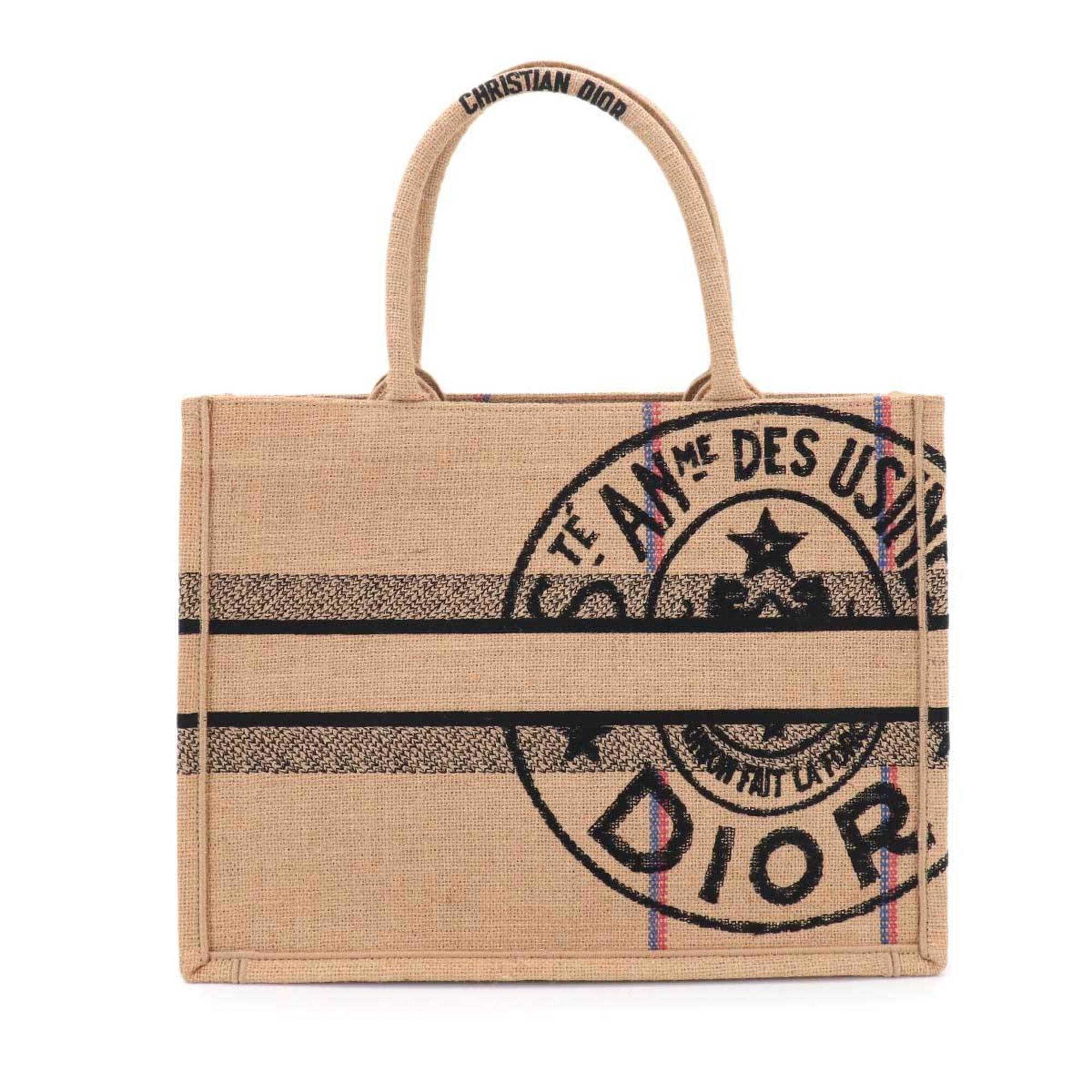 Christian Dior Beige Canvas Hemp Handbag Tote Bag (Pre-Owned)