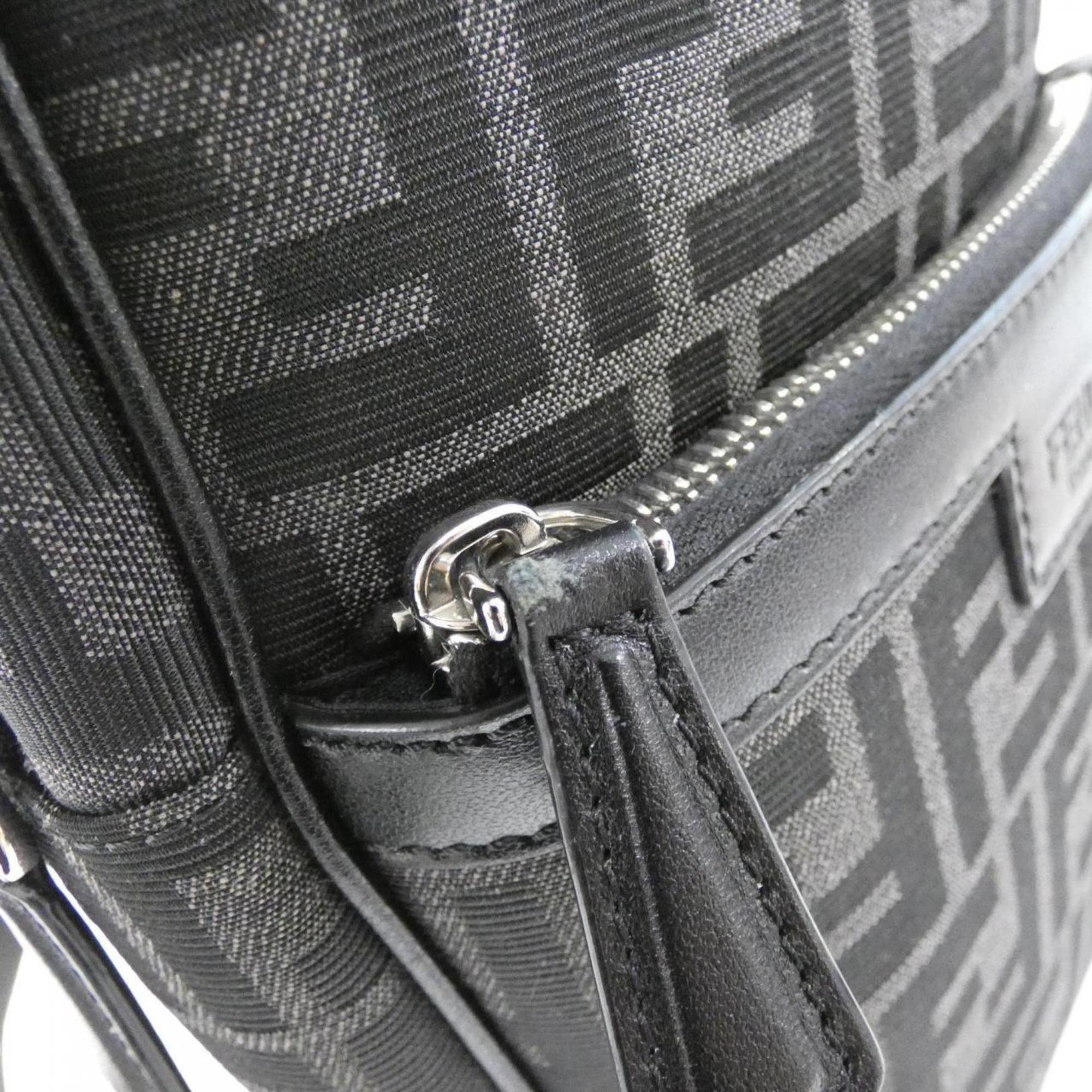 Fendi Silver Canvas Leather Shoulder Bag (Pre-Owned)