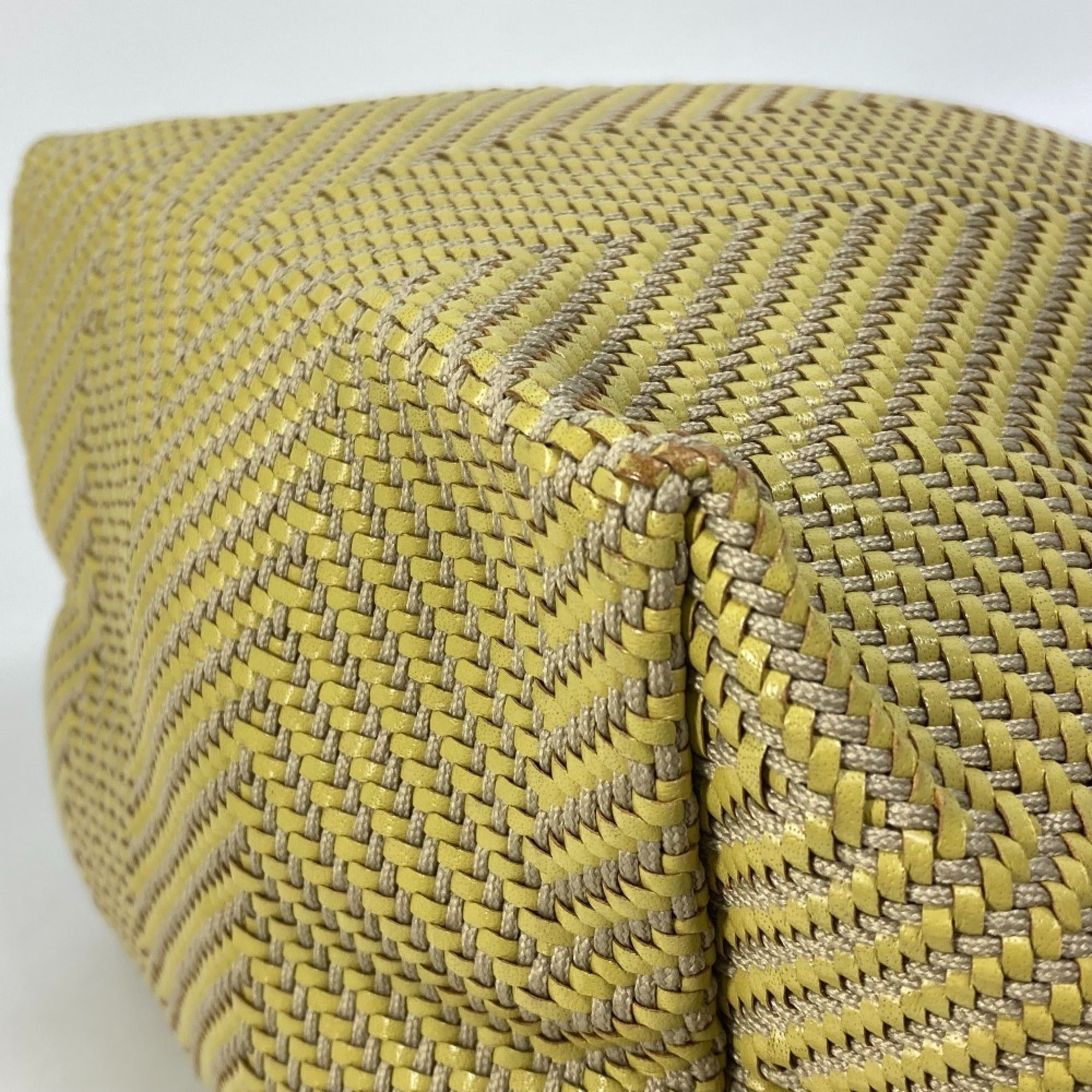 Hermes Yellow Leather Polyester Handbag Tote Bag (Pre-Owned)