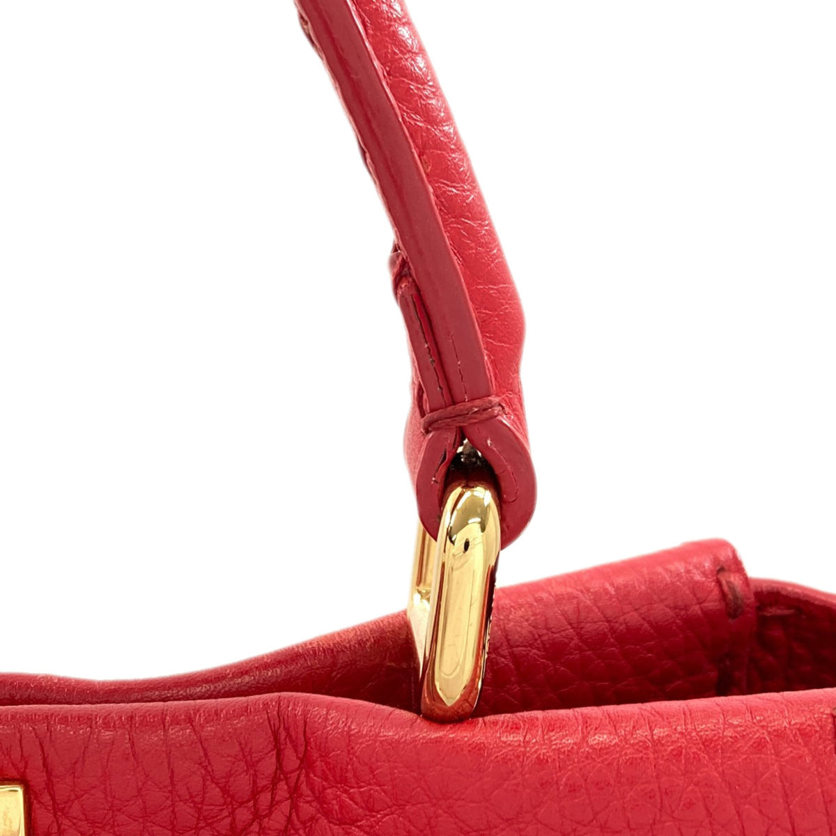Fendi Peekaboo Red Color Leather Handbag (Pre-Owned)