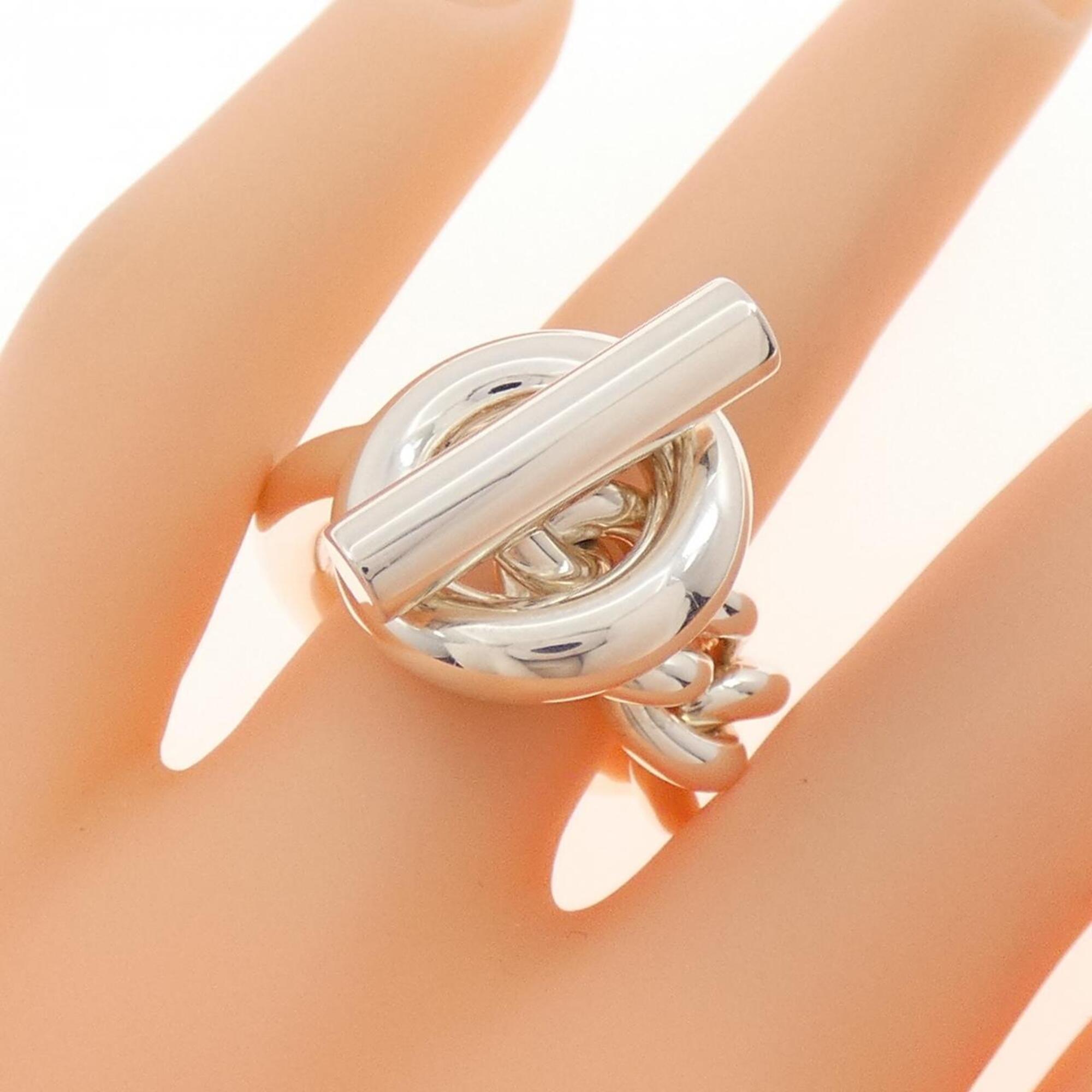 Hermes Silver 925 Band Ring (Pre-Owned)