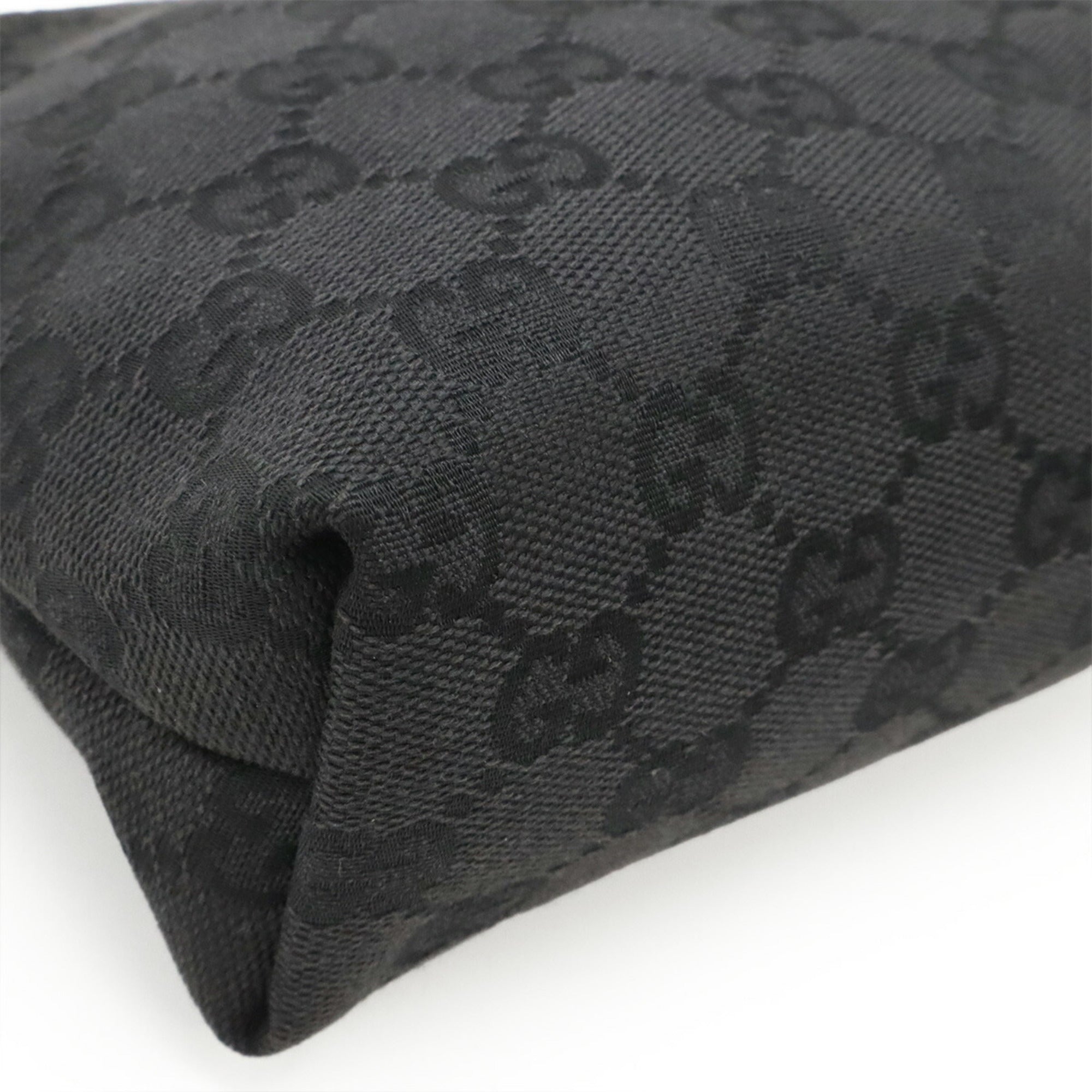 Gucci Gg Canvas Black Gg Canvas Leather Handbag (Pre-Owned)