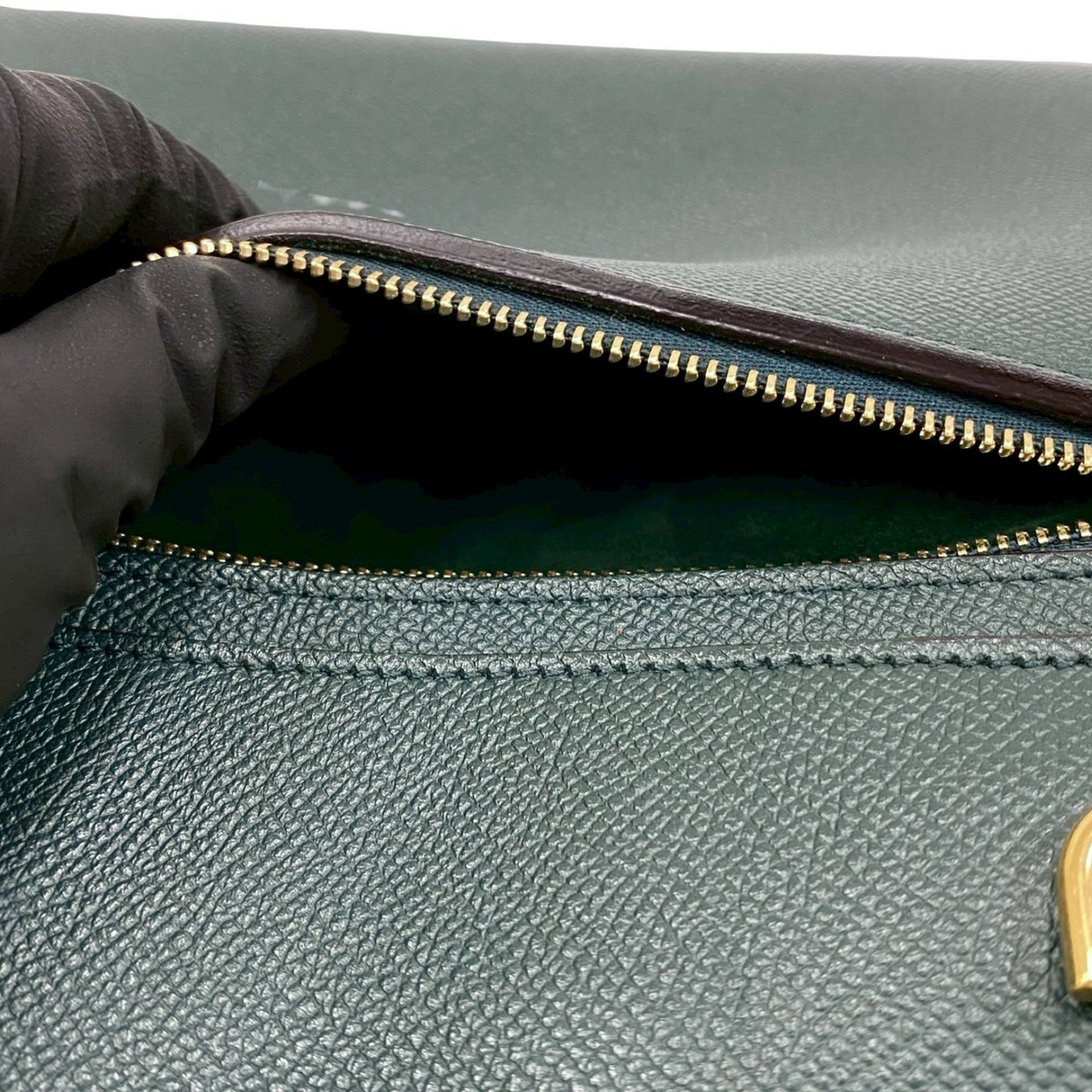 Celine Green Leather Handbag Pochette Shoulder Bag (Pre-Owned)
