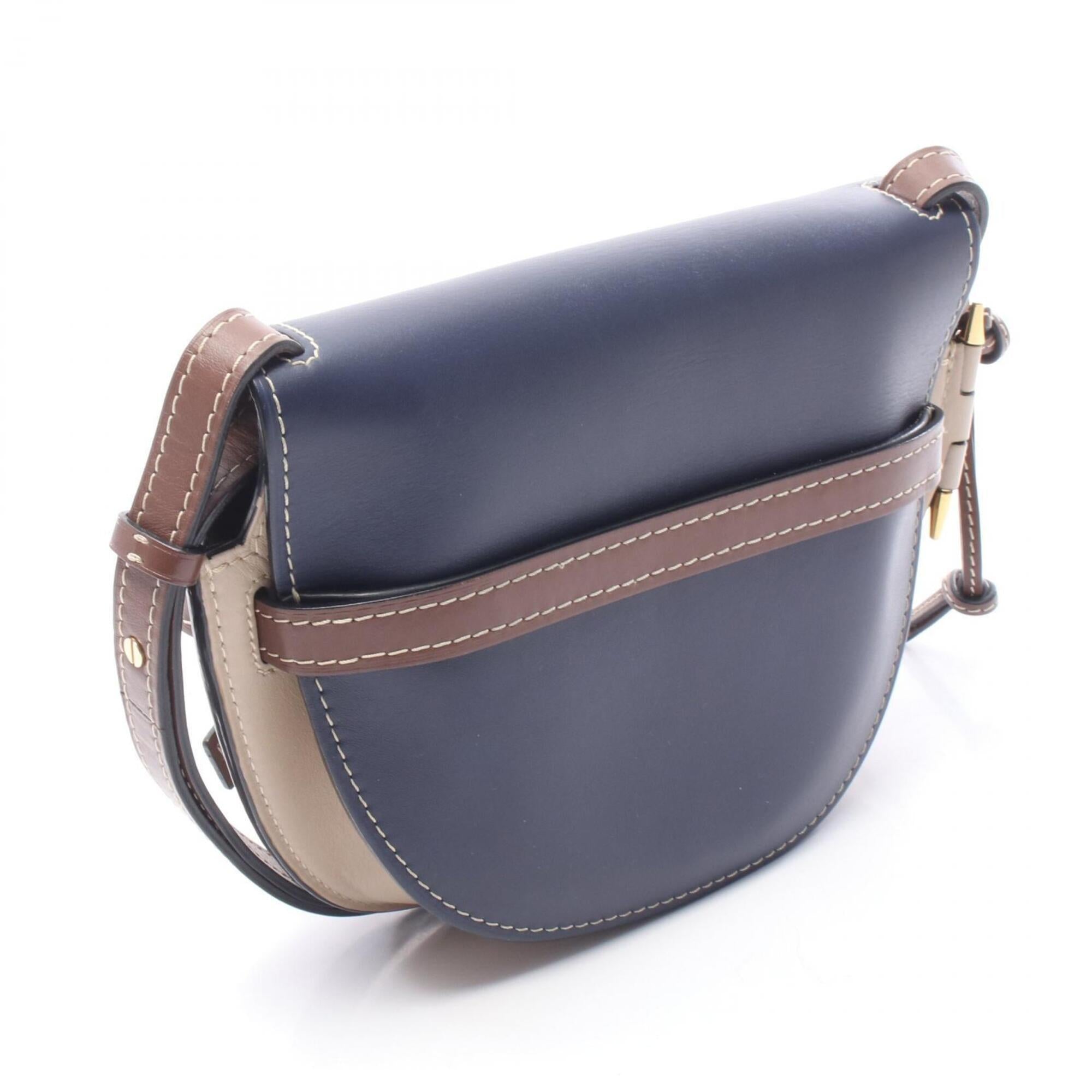 Loewe Beige Brown Navy Leather Handbag Shoulder Bag (Pre-Owned)