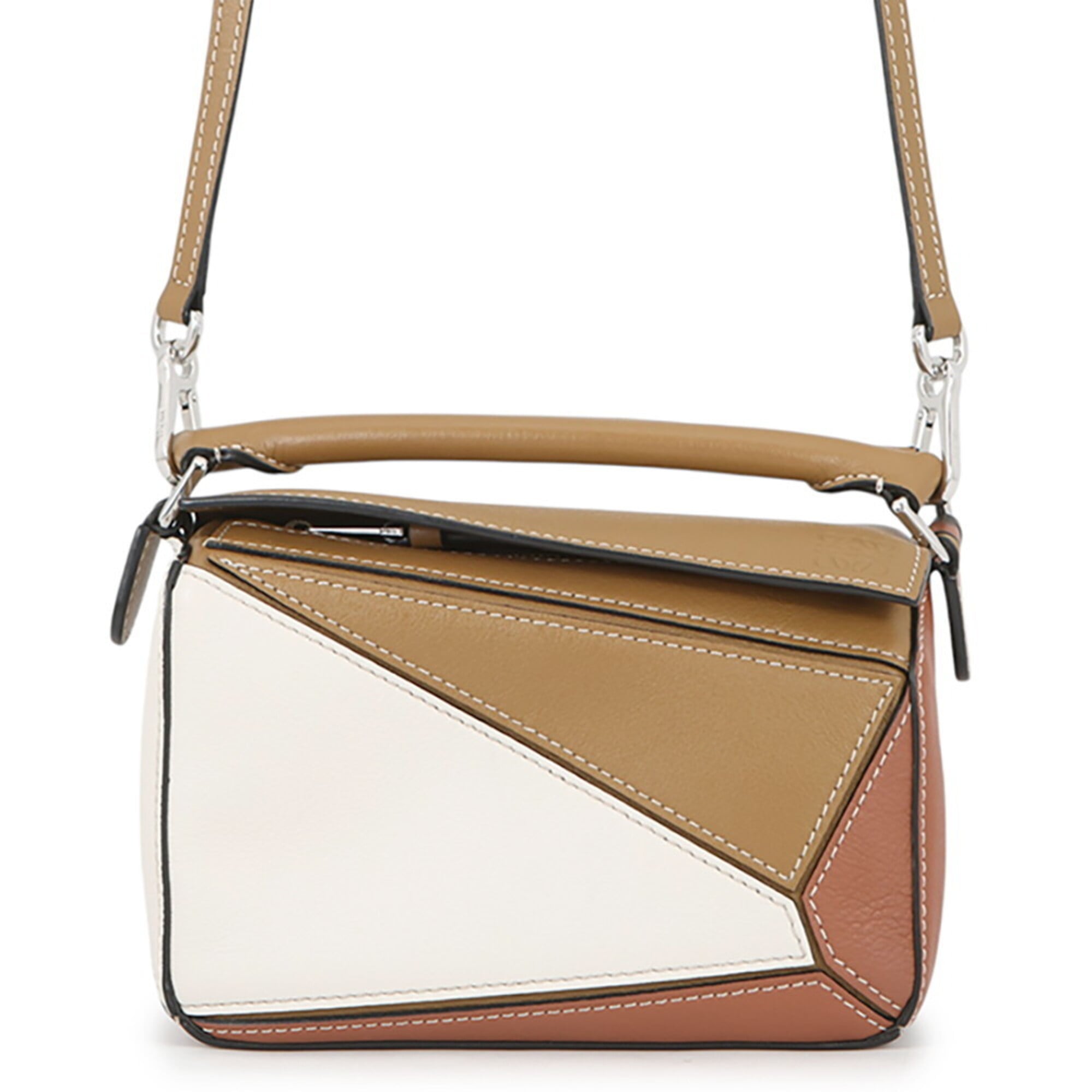 Loewe Beige Brown White Leather Handbag Shoulder Bag (Pre-Owned)