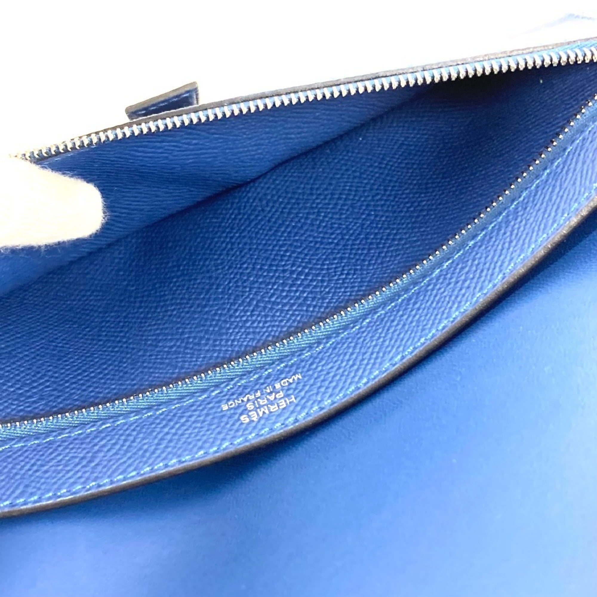 Hermes Blue Epsom Leather Long Wallet (Bi-Fold) (Pre-Owned)