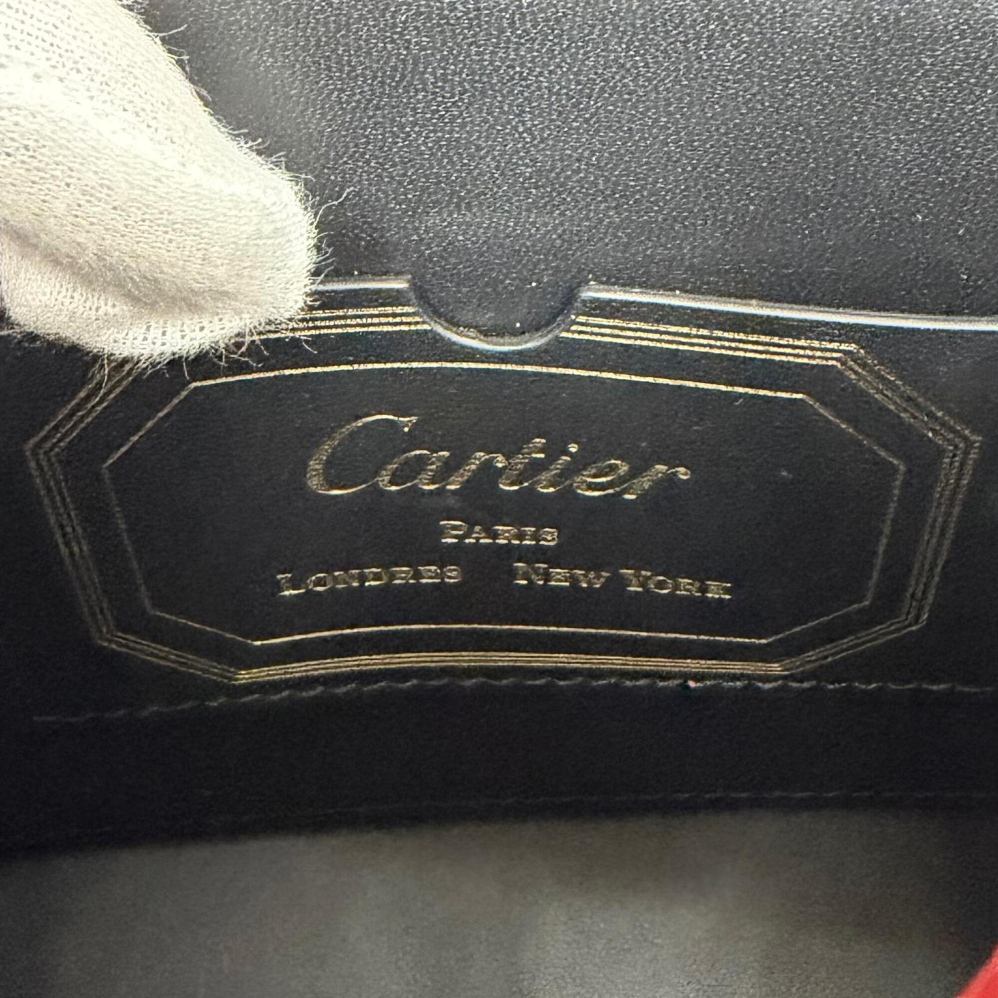 Cartier Red Color Leather Shoulder Bag (Pre-Owned)
